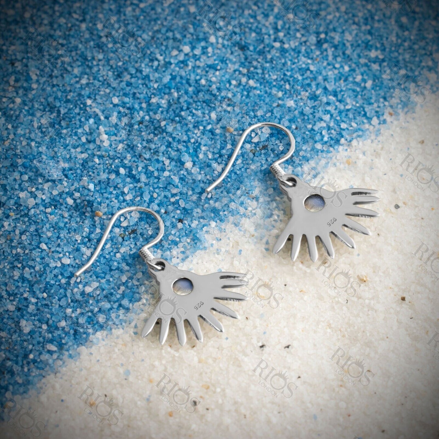 925 Sterling Silver Natural Moonstone Gothic Spiky Earrings - Gift Boxed
