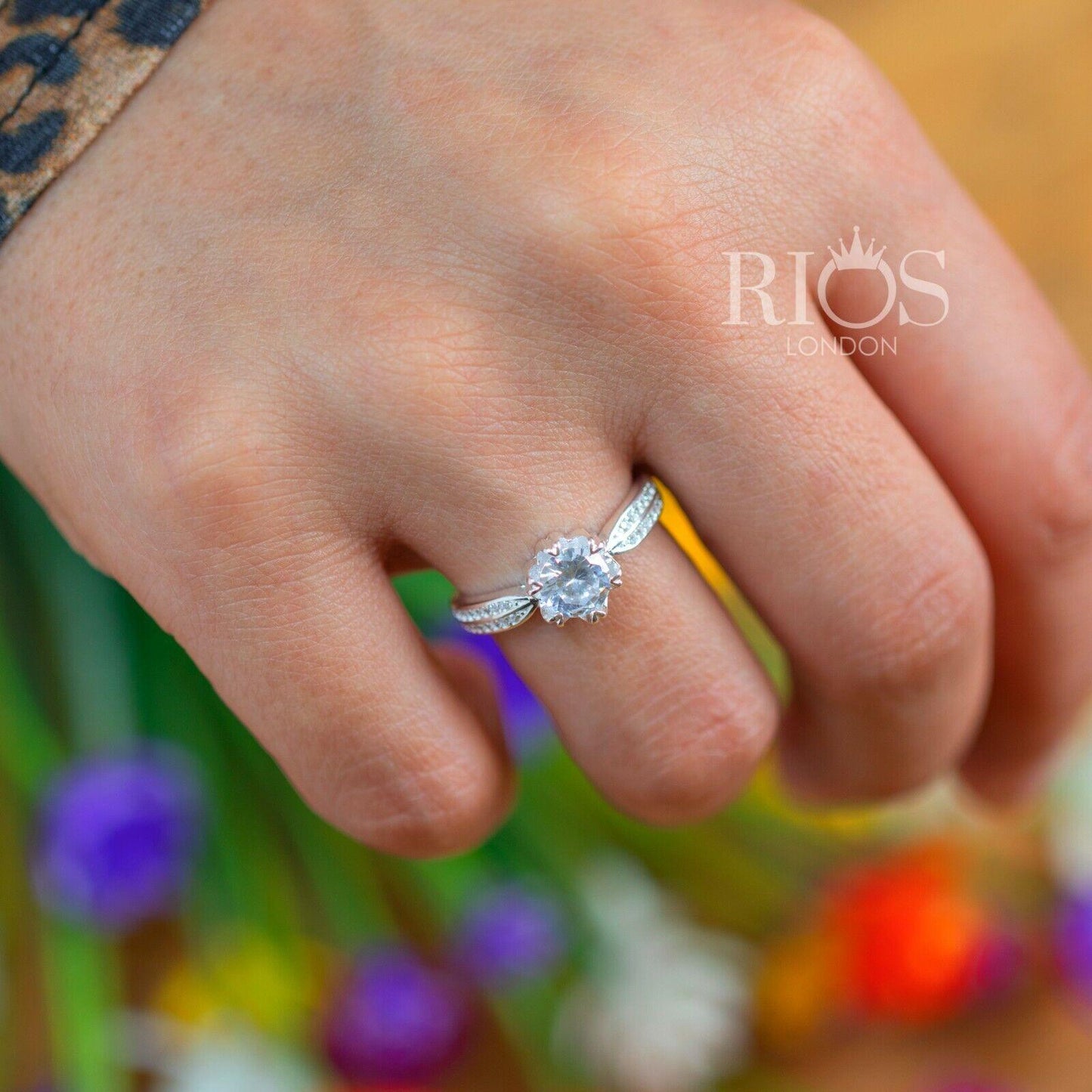 1.5 Carat 925 Sterling Silver Solitaire Engagement Lab-Created Zircon Ring Boxed - Rios London