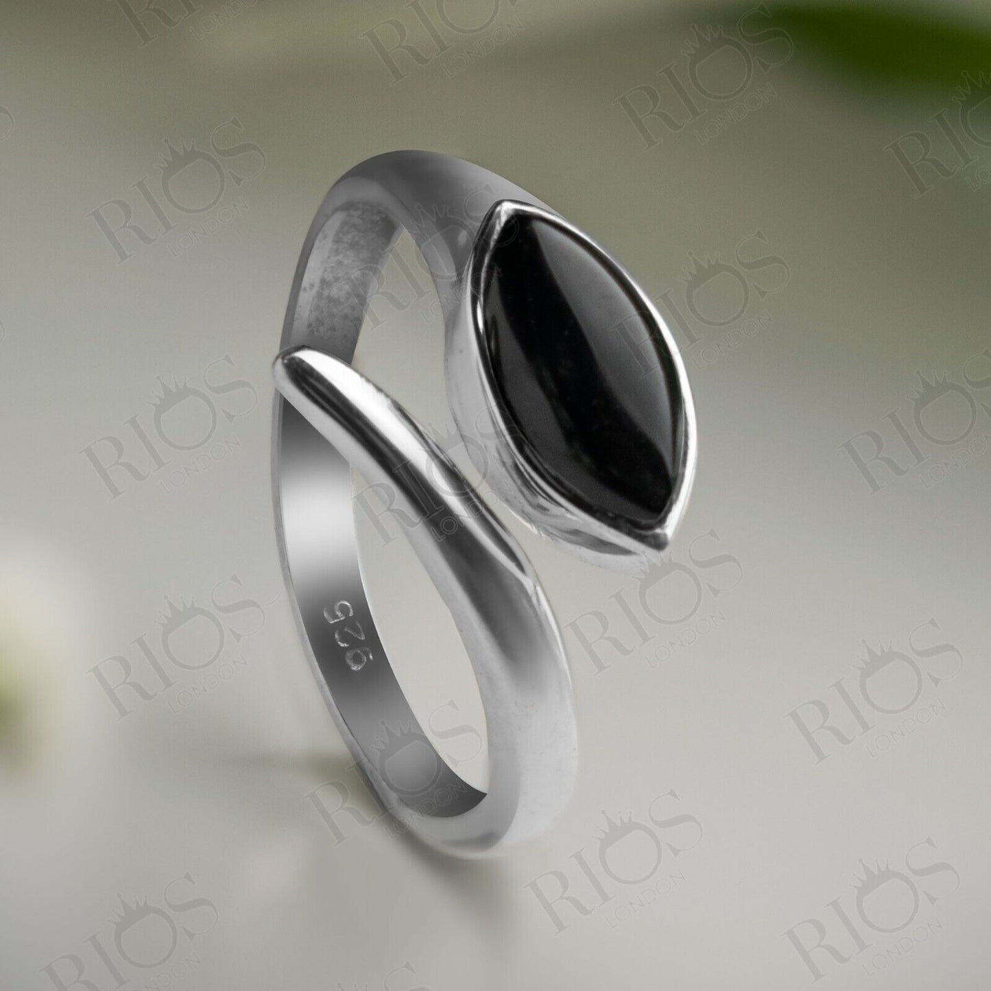 Stunning 925 Sterling Silver Onyx Gemstone Snake Adjustable Ring Gift In Box