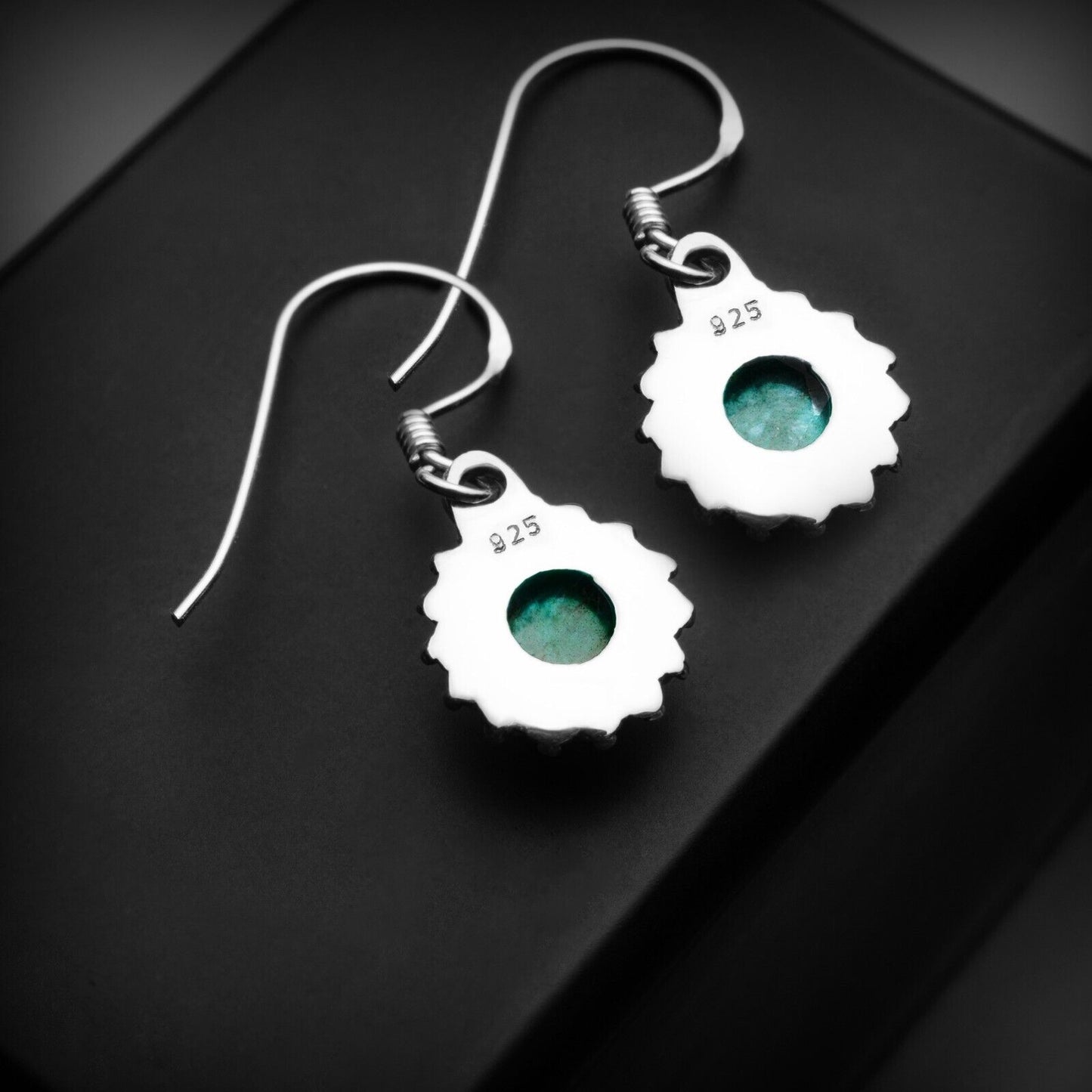 925 Sterling Silver Emerald Earrings Drop Dangle Green Womens Gift For Her Boxed