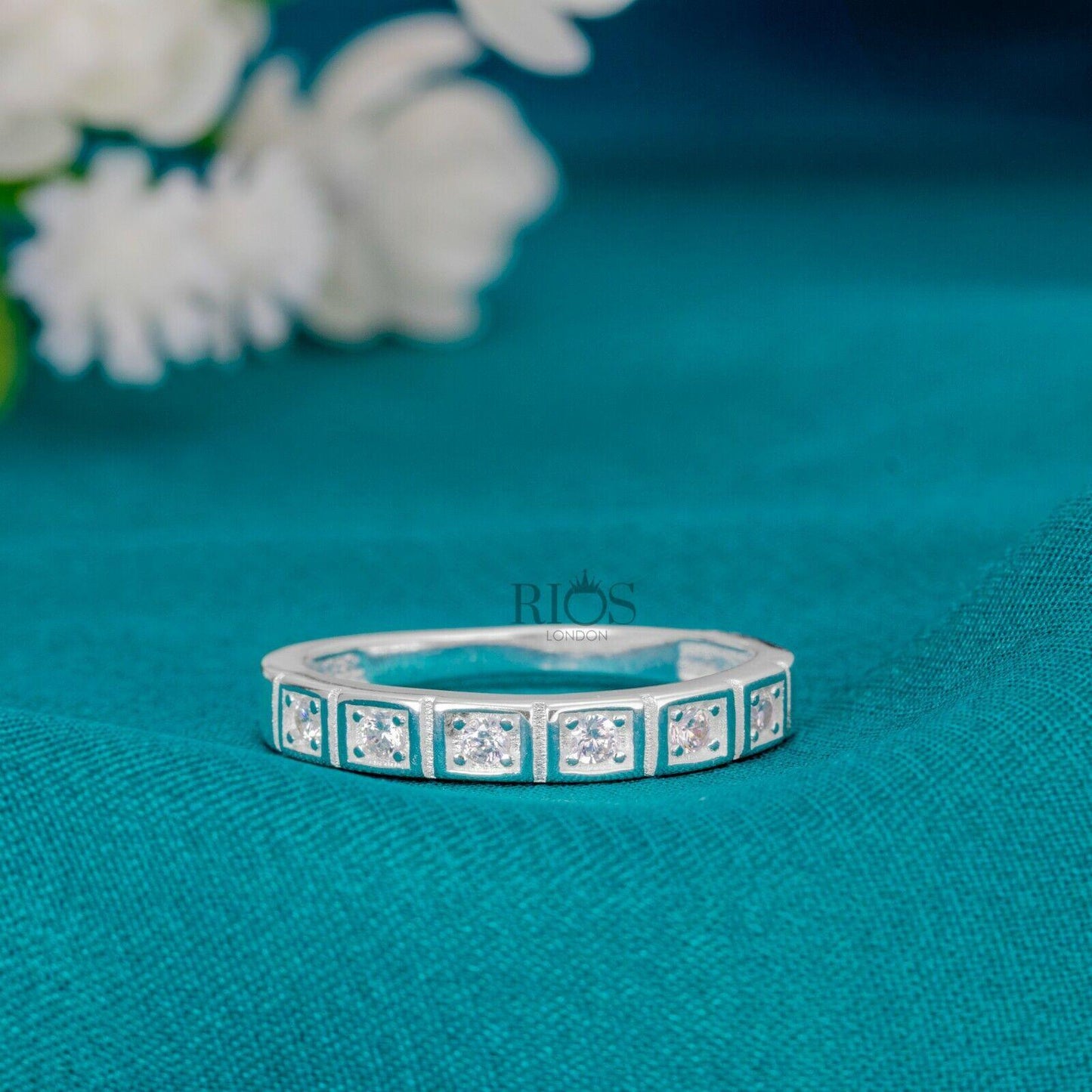 925 Sterling Silver 0.18 Carat Stacking Zircon(Lab-created) Ring Gift Boxed