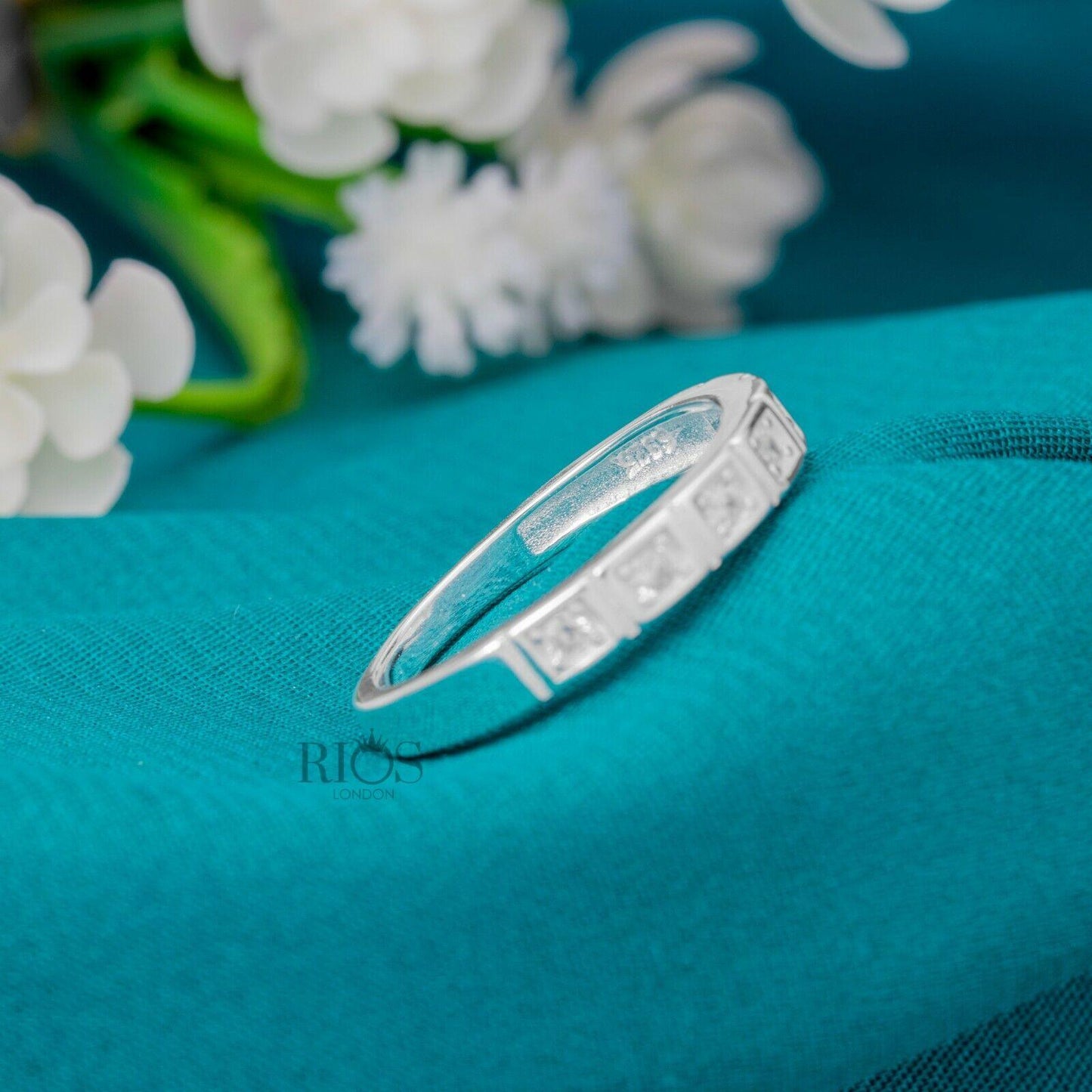 925 Sterling Silver 0.18 Carat Stacking Zircon(Lab-created) Ring Gift Boxed