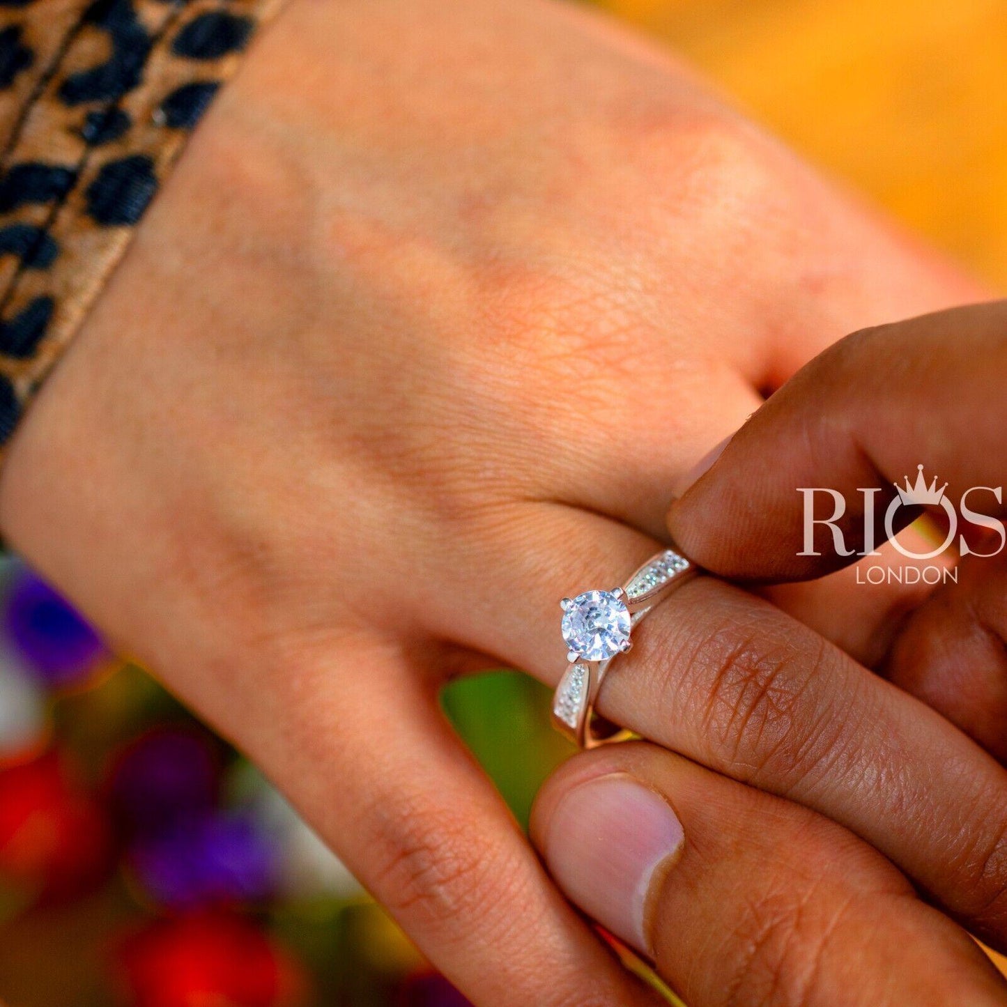 925 Sterling Silver 1.0 Carat Solitaire Engagement Lab-Created Zircon Ring Boxed - Rios London
