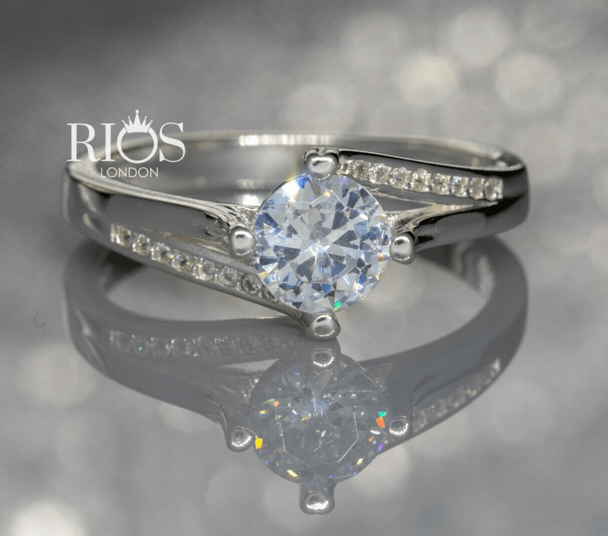 925 Sterling Silver 1 Carat Engagement Ring Lab-Created Zircon Gift Boxed