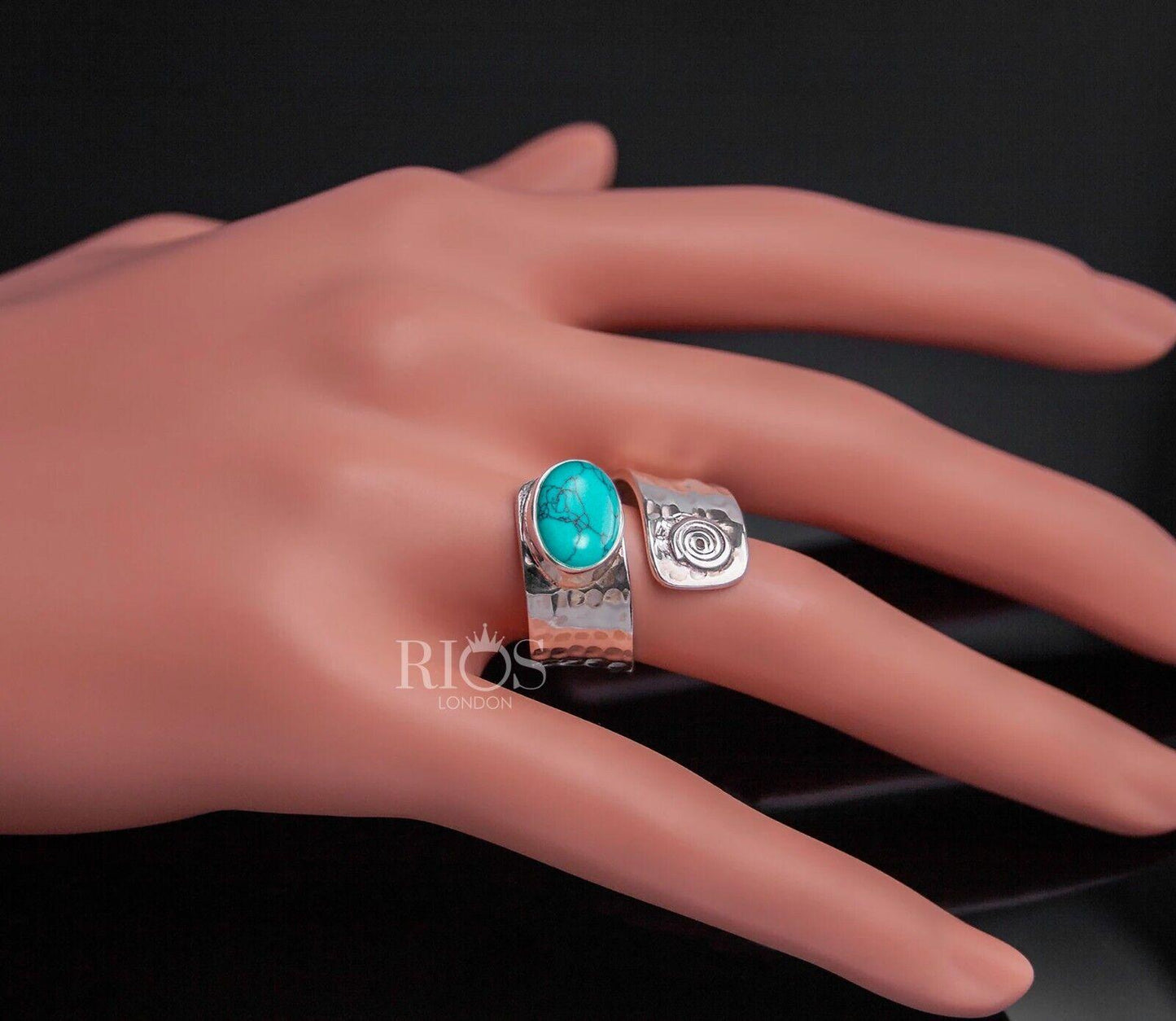 925 Sterling Silver Gorgeous Turquoise Gemstone Adjustable Ring Gift Boxed
