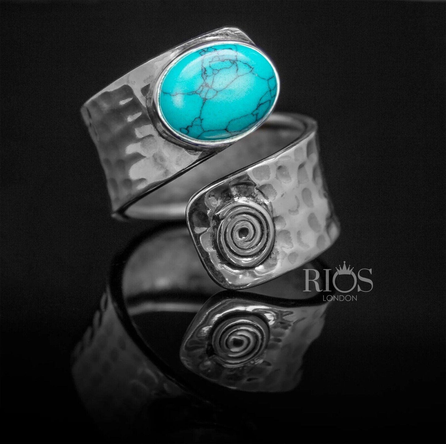 925 Sterling Silver Gorgeous Turquoise Gemstone Adjustable Ring Gift Boxed