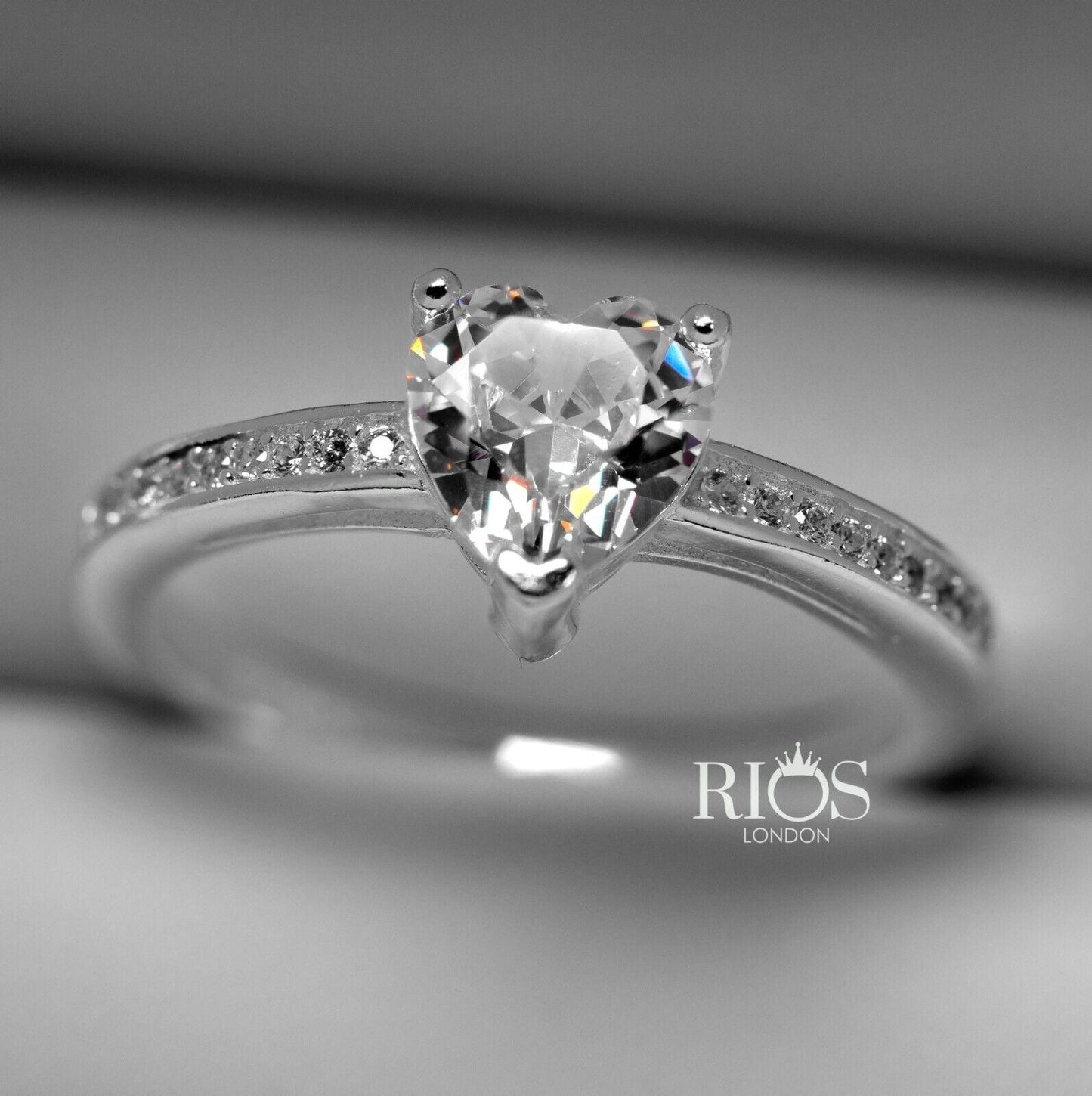 925 Sterling Silver Heart 1.5 Carat Engagement Ring Lab-Created Zircon Boxed