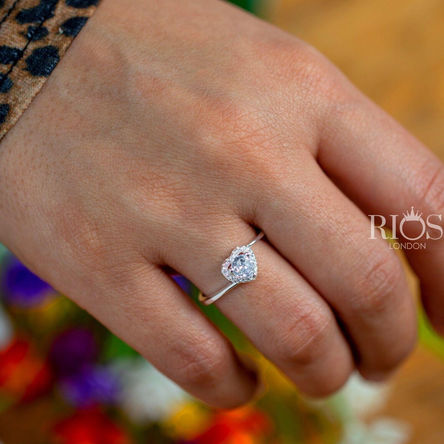 925 Sterling Silver Love Heart 0.5 Carat Lab-Created Zircon Ring Gift Boxed
