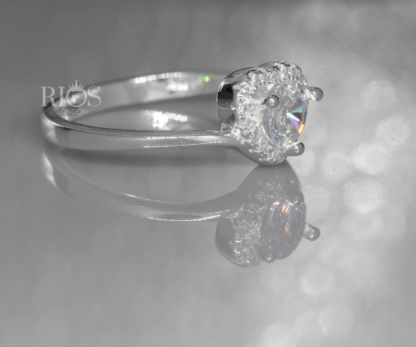 925 Sterling Silver Love Heart 0.5 Carat Lab-Created Zircon Ring Gift Boxed
