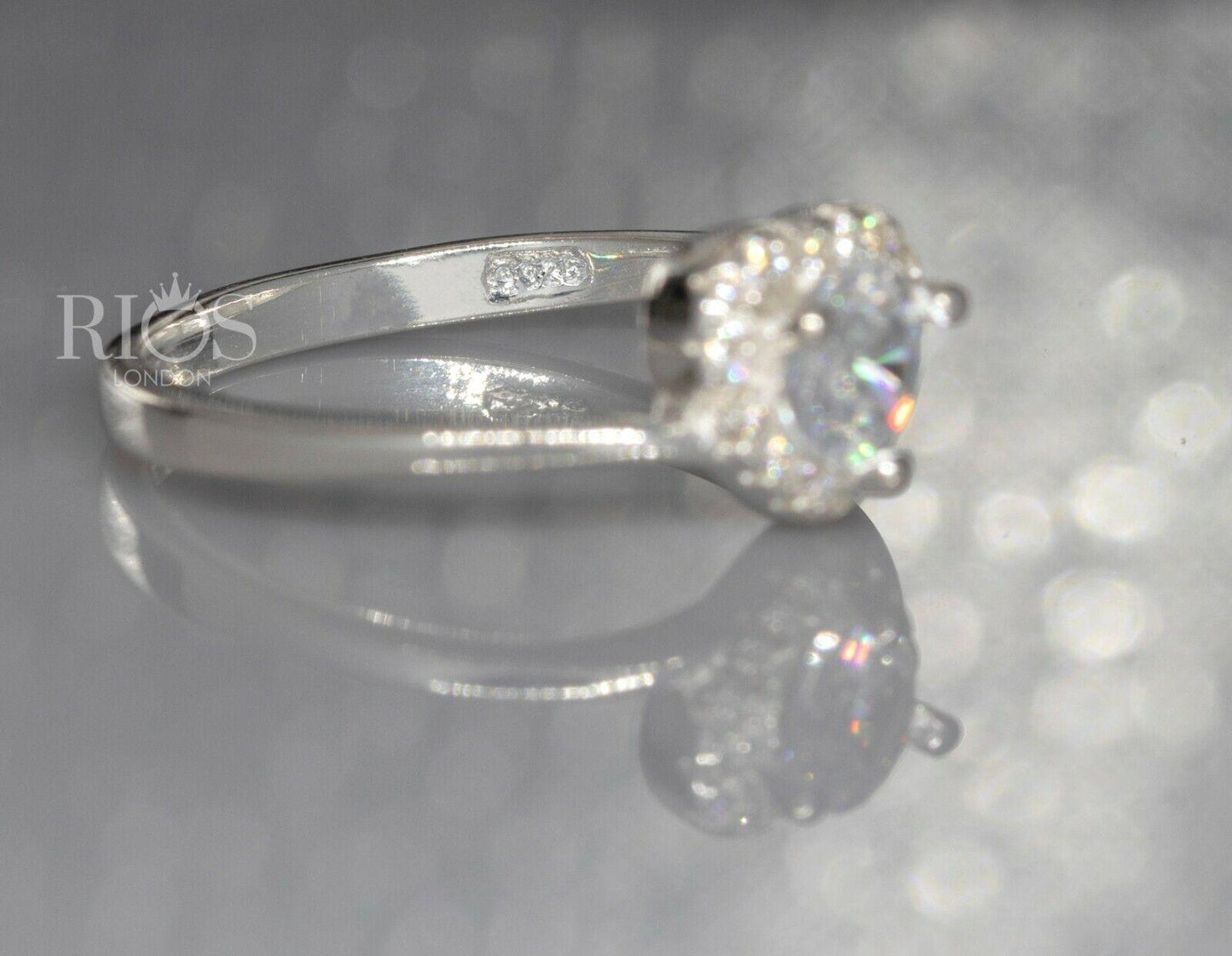 925 Sterling Silver Love Heart 0.5 Carat Lab-Created Zircon Ring Gift Boxed
