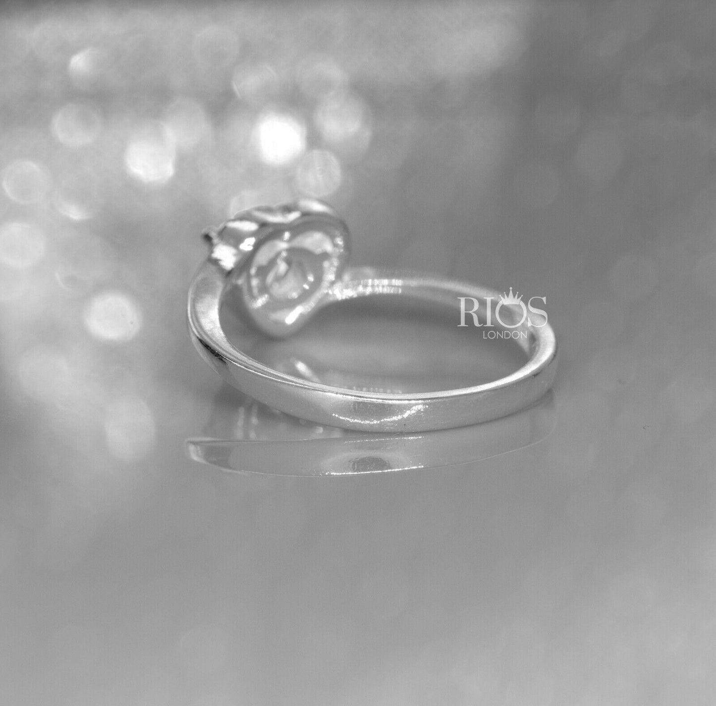 925 Sterling Silver Love Heart 0.5 Carat Lab-Created Zircon Ring Gift Boxed
