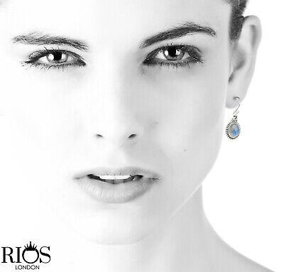 925 Sterling Silver Moonstone Ear Drop Dangle Earrings Hook Oval Studs Gift Box