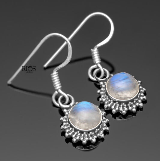 925 Sterling Silver Moonstone Ear Drop Dangle Earrings Hook Studs Gift Boxed