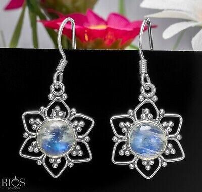 925 Sterling Silver Moonstone Star Dangle Drop Earrings Hook Studs Gift Boxed