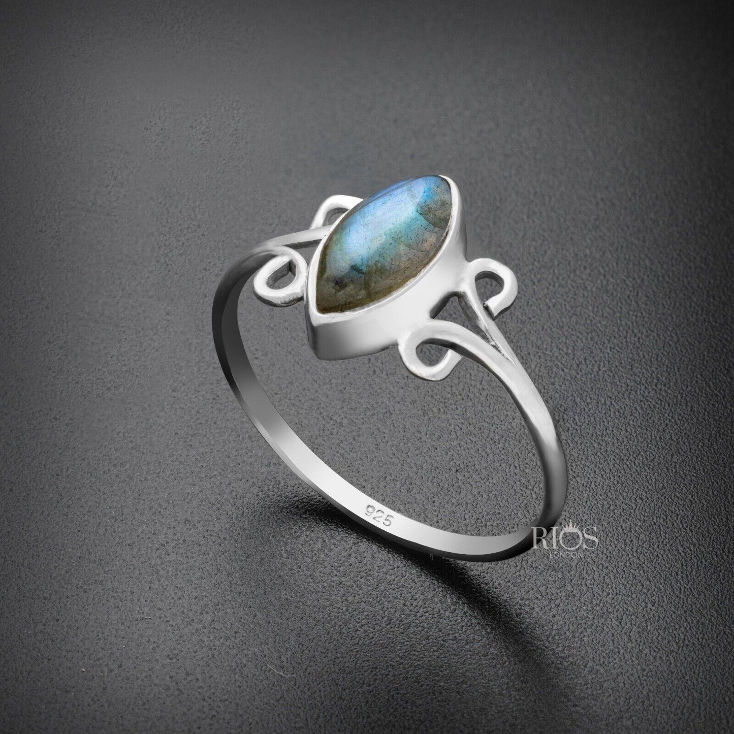 925 Sterling Silver Natural Labradorite Gemstone Women Ring Gift for her Boxed