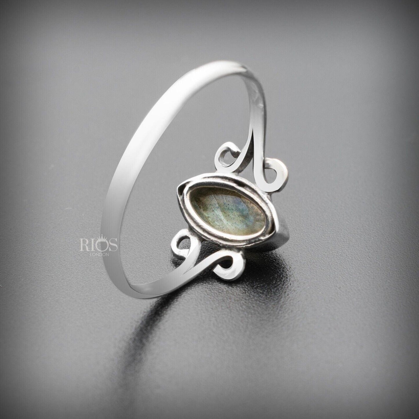 925 Sterling Silver Natural Labradorite Gemstone Women Ring Gift for her Boxed