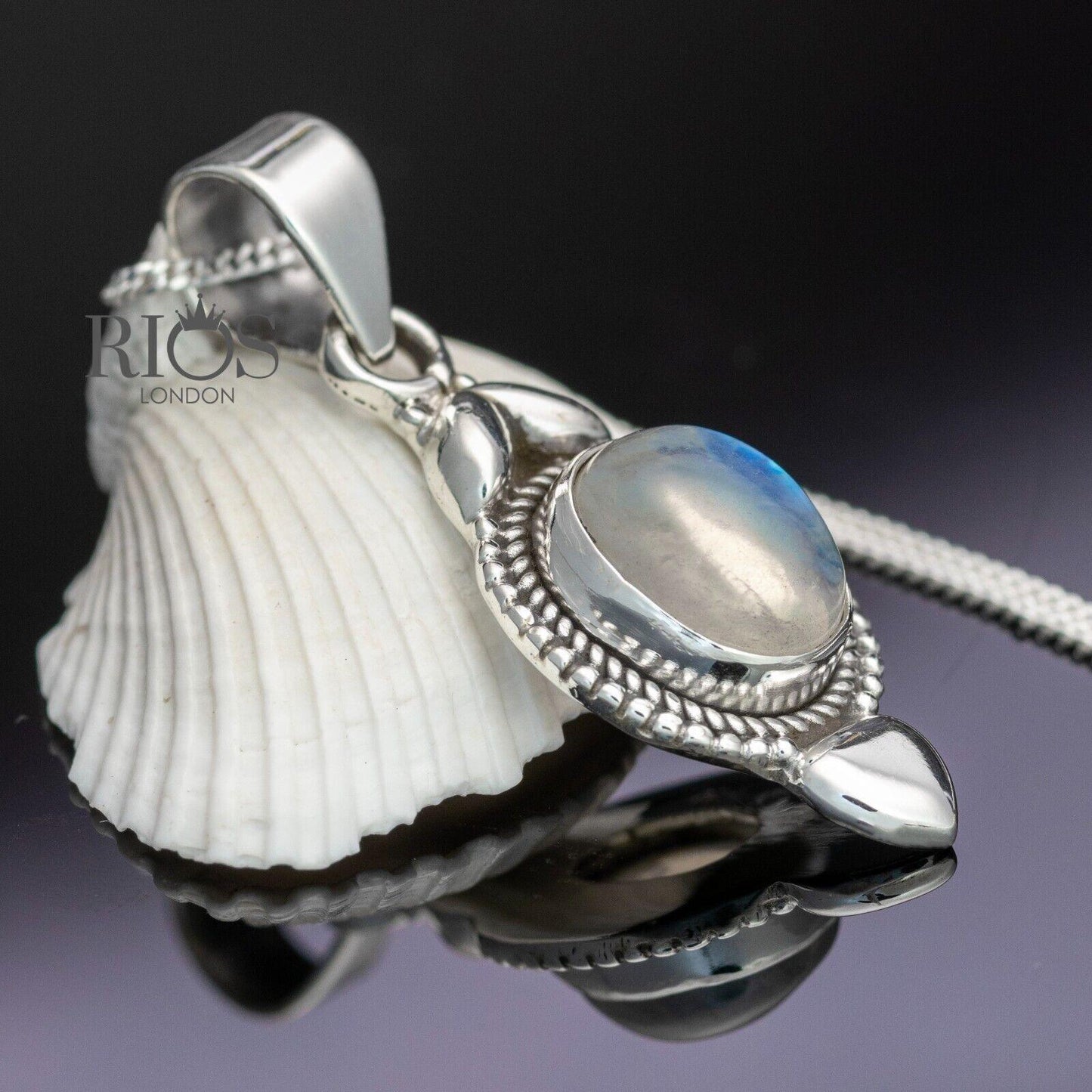 925 Sterling Silver Natural MOONSTONE Gemstone Love Heart Necklace Pendant Boxed