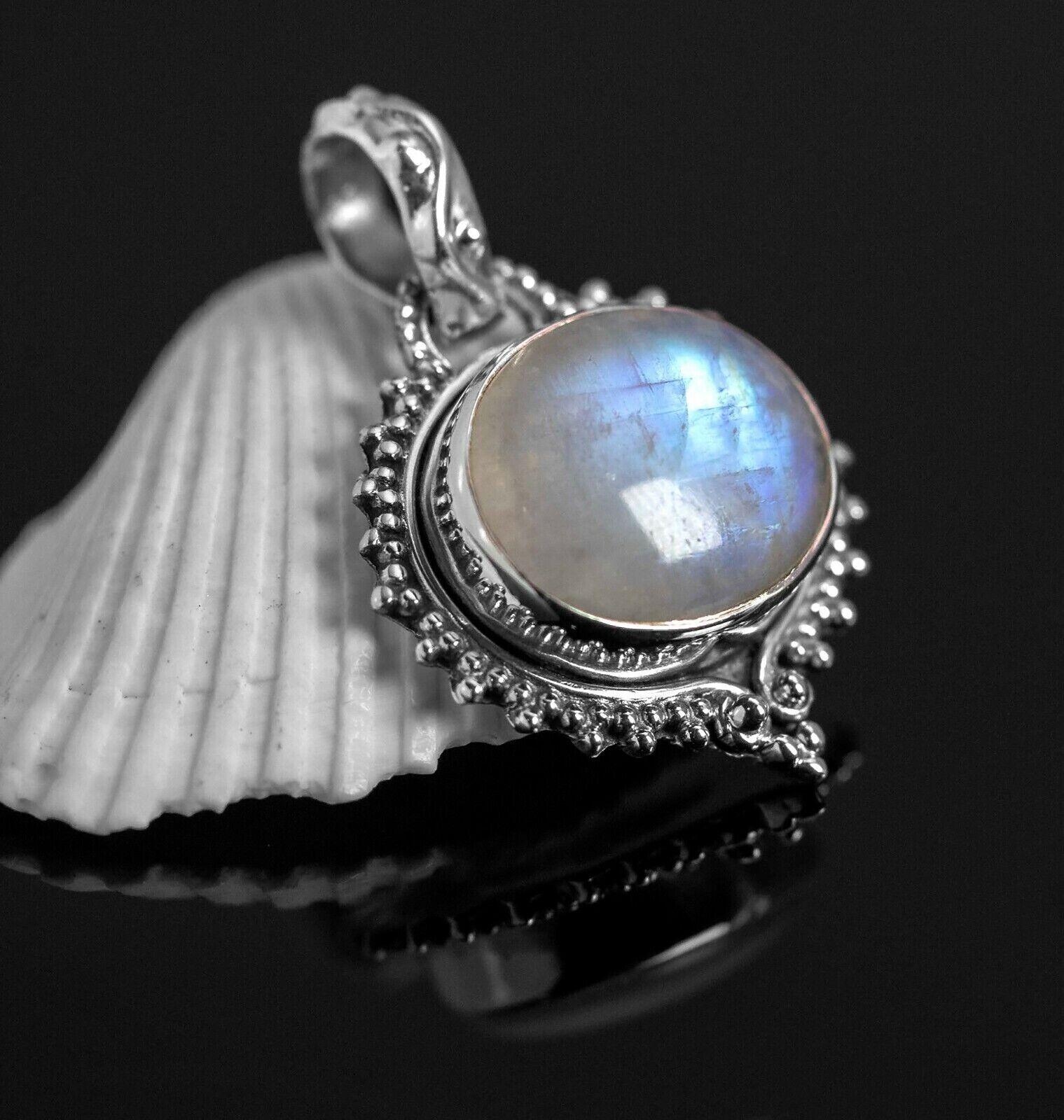 925 Sterling Silver Natural Moonstone Gemstone Necklace Pendant Gift Boxed - Rios London