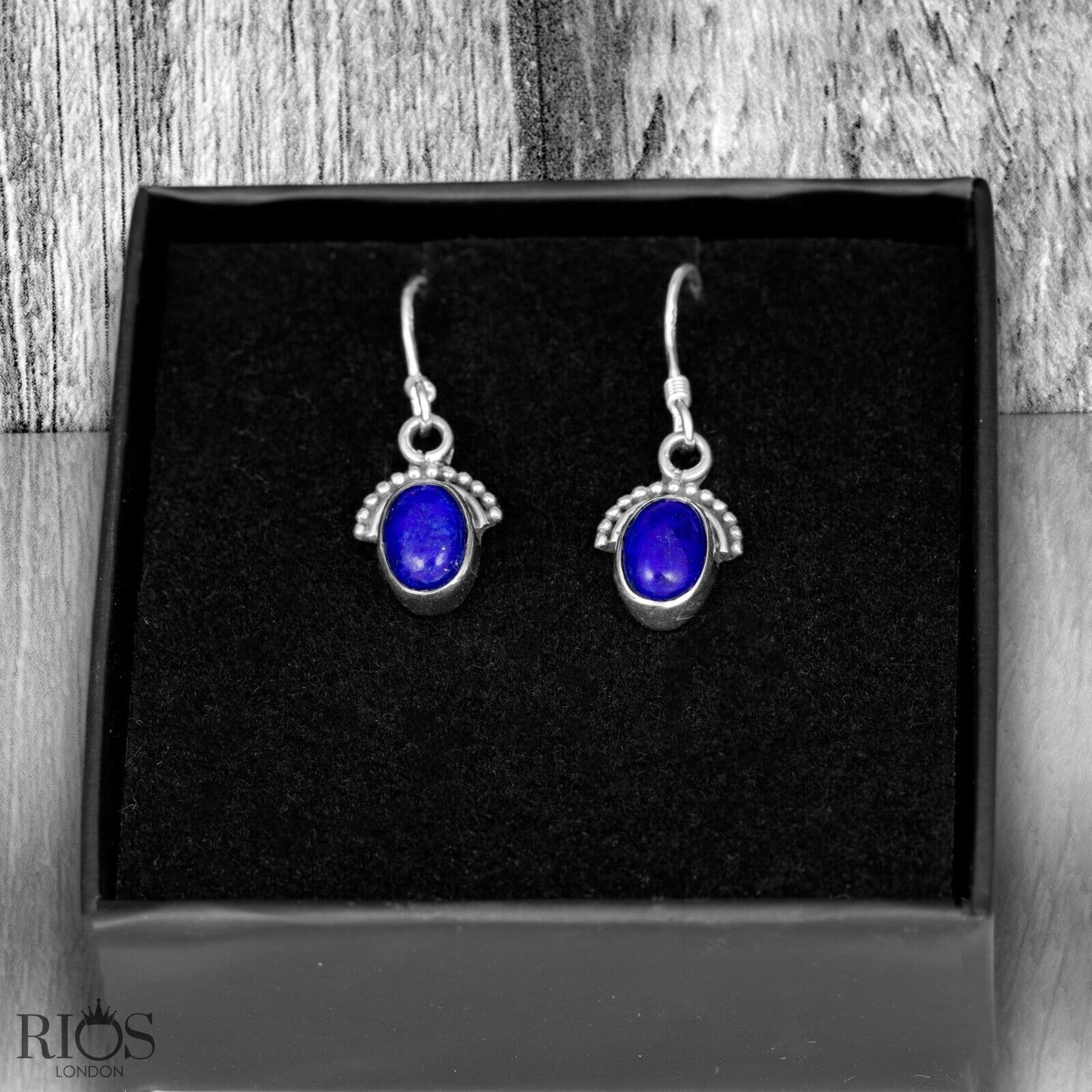 925 Sterling Silver Onyx Half Moon Ear Drop Dangle Oval Earrings Hook Gift Boxed