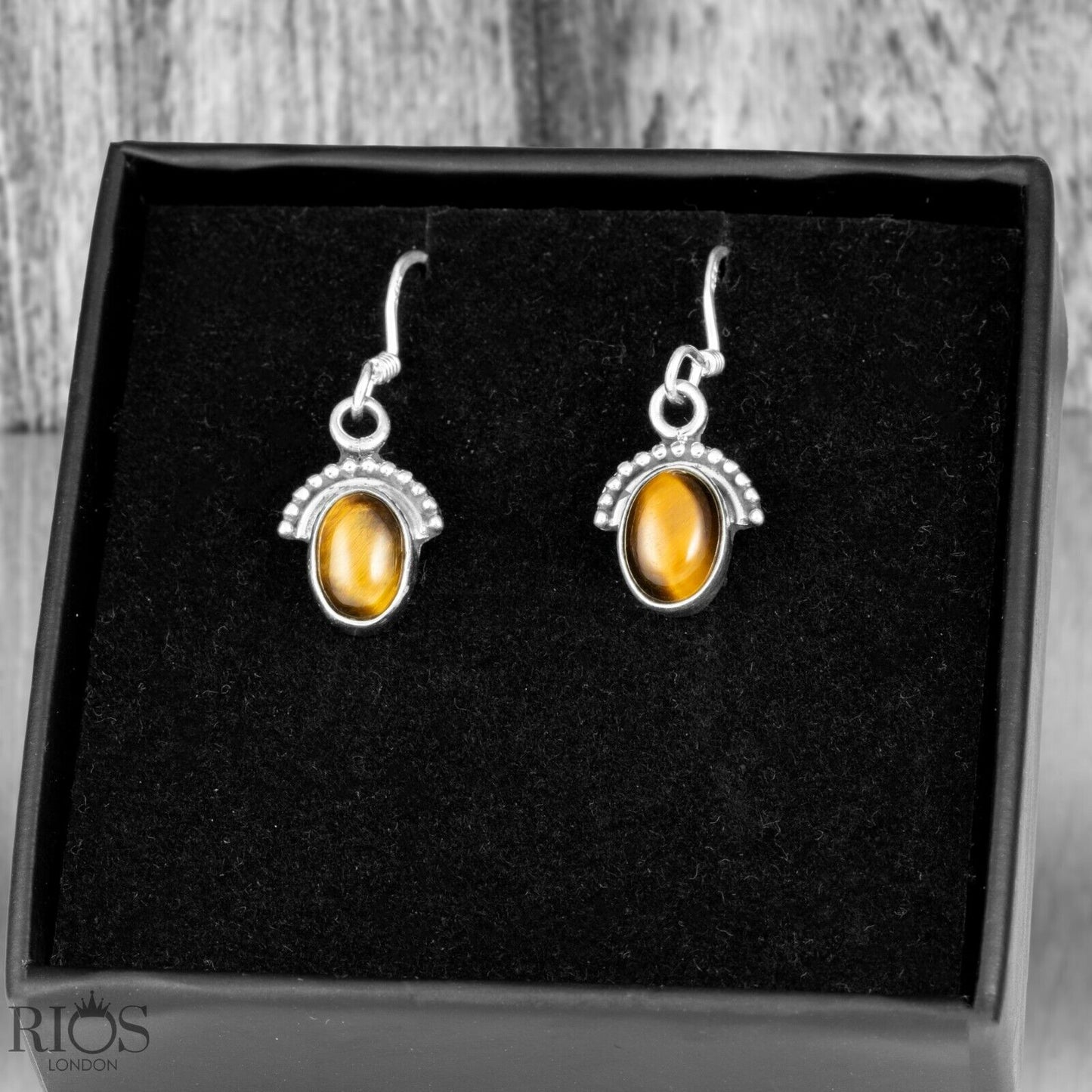 925 Sterling Silver Onyx Half Moon Ear Drop Dangle Oval Earrings Hook Gift Boxed