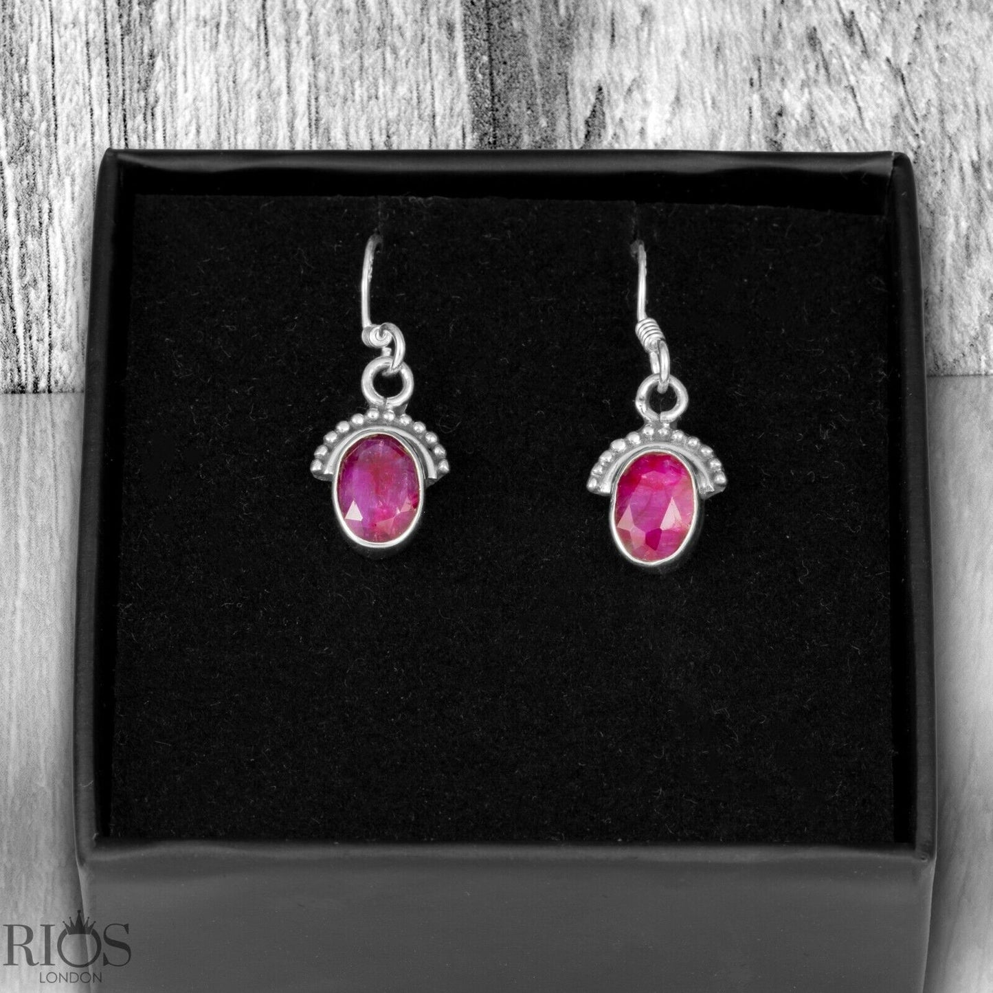 925 Sterling Silver Onyx Half Moon Ear Drop Dangle Oval Earrings Hook Gift Boxed