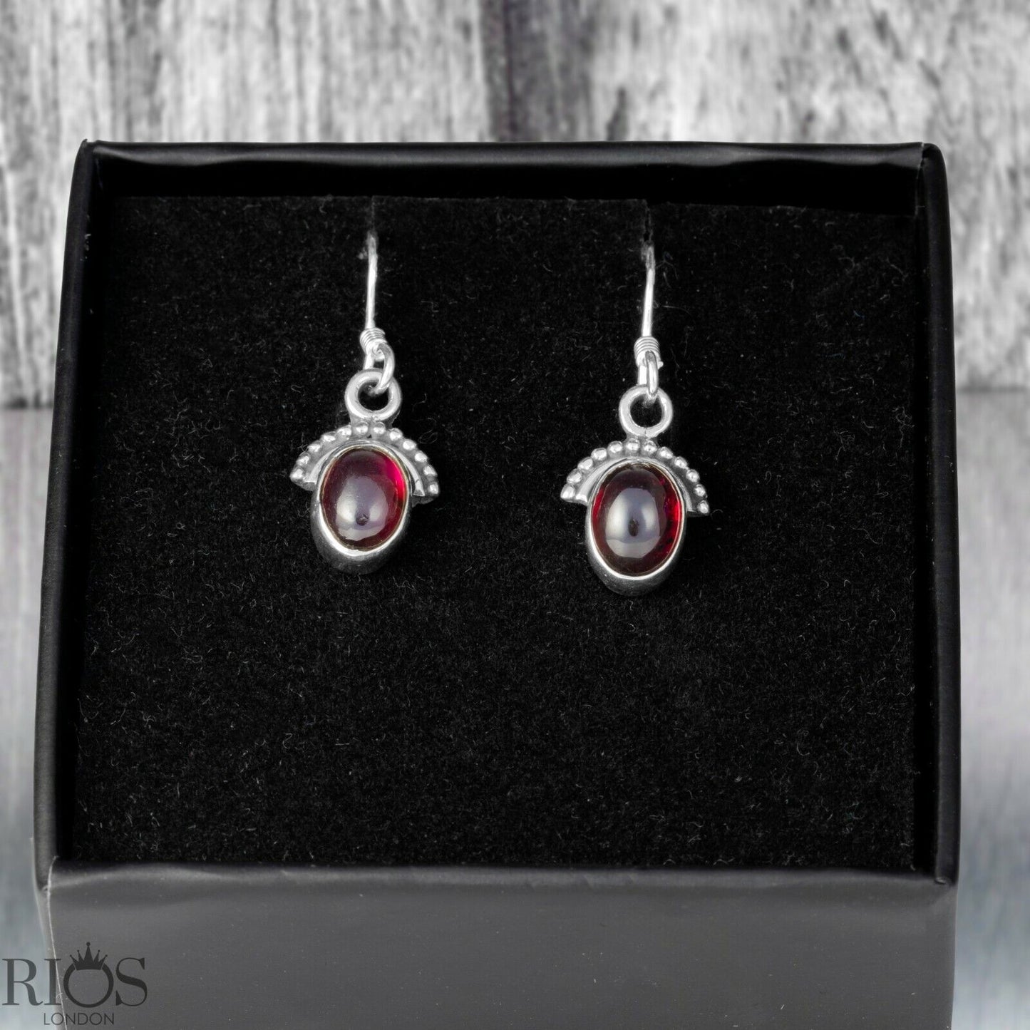 925 Sterling Silver Onyx Half Moon Ear Drop Dangle Oval Earrings Hook Gift Boxed