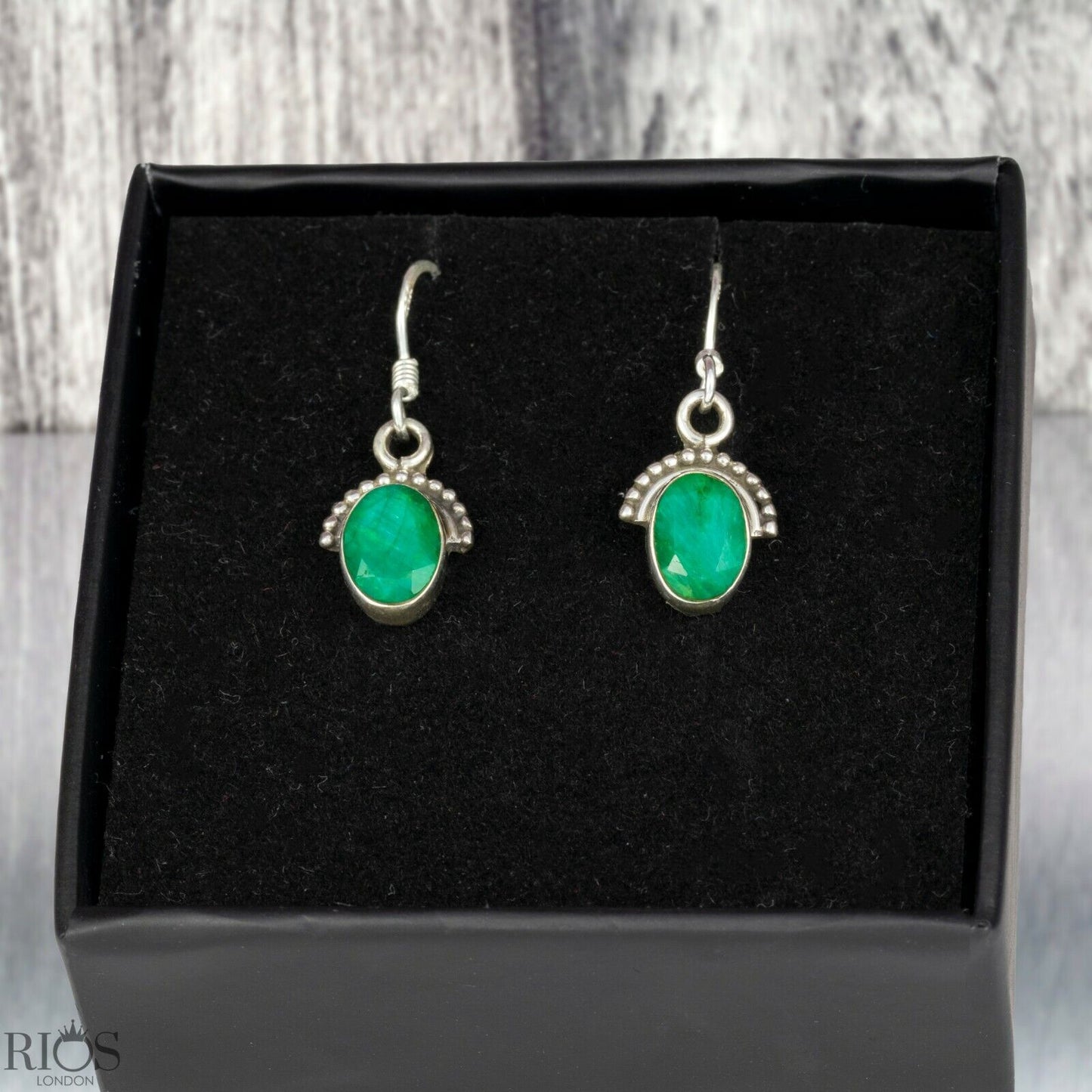 925 Sterling Silver Onyx Half Moon Ear Drop Dangle Oval Earrings Hook Gift Boxed