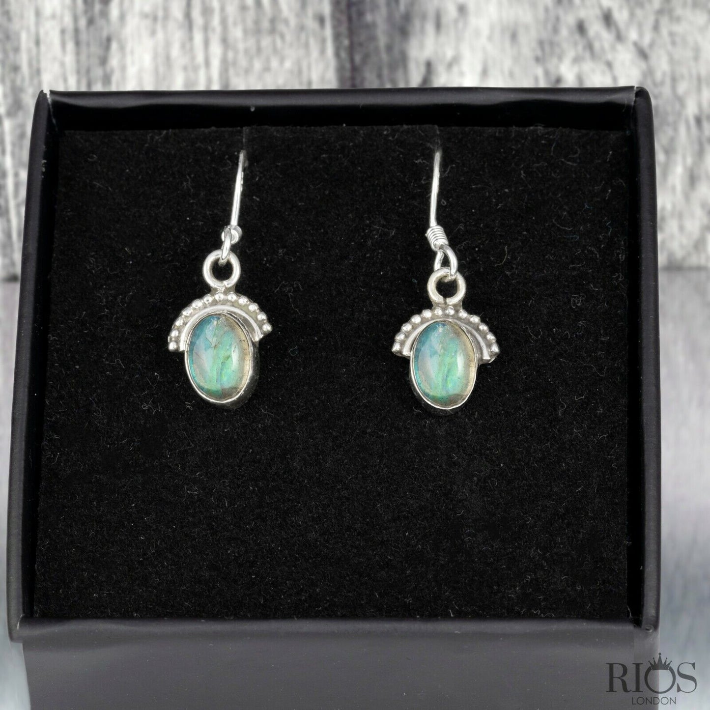 925 Sterling Silver Onyx Half Moon Ear Drop Dangle Oval Earrings Hook Gift Boxed