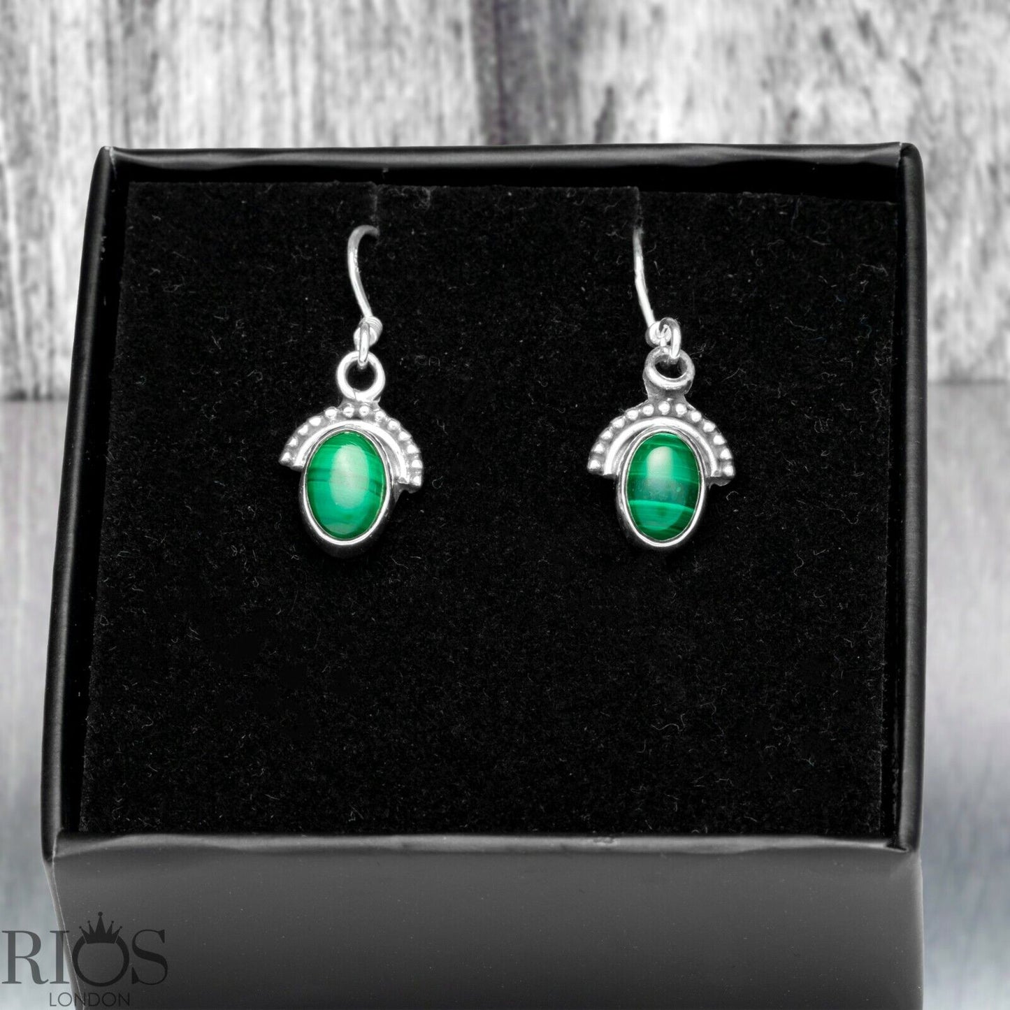 925 Sterling Silver Onyx Half Moon Ear Drop Dangle Oval Earrings Hook Gift Boxed