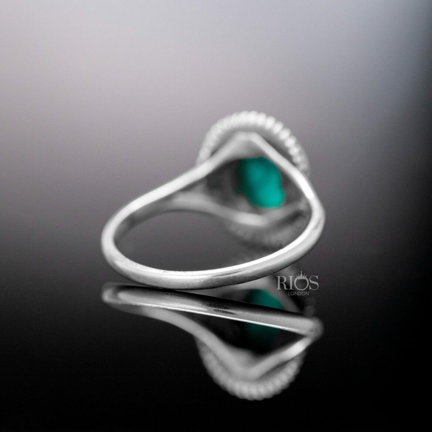 925 Sterling Silver Turquoise Cabochon Oval Gemstone Women Boho Ring Gift Boxed - Rios London