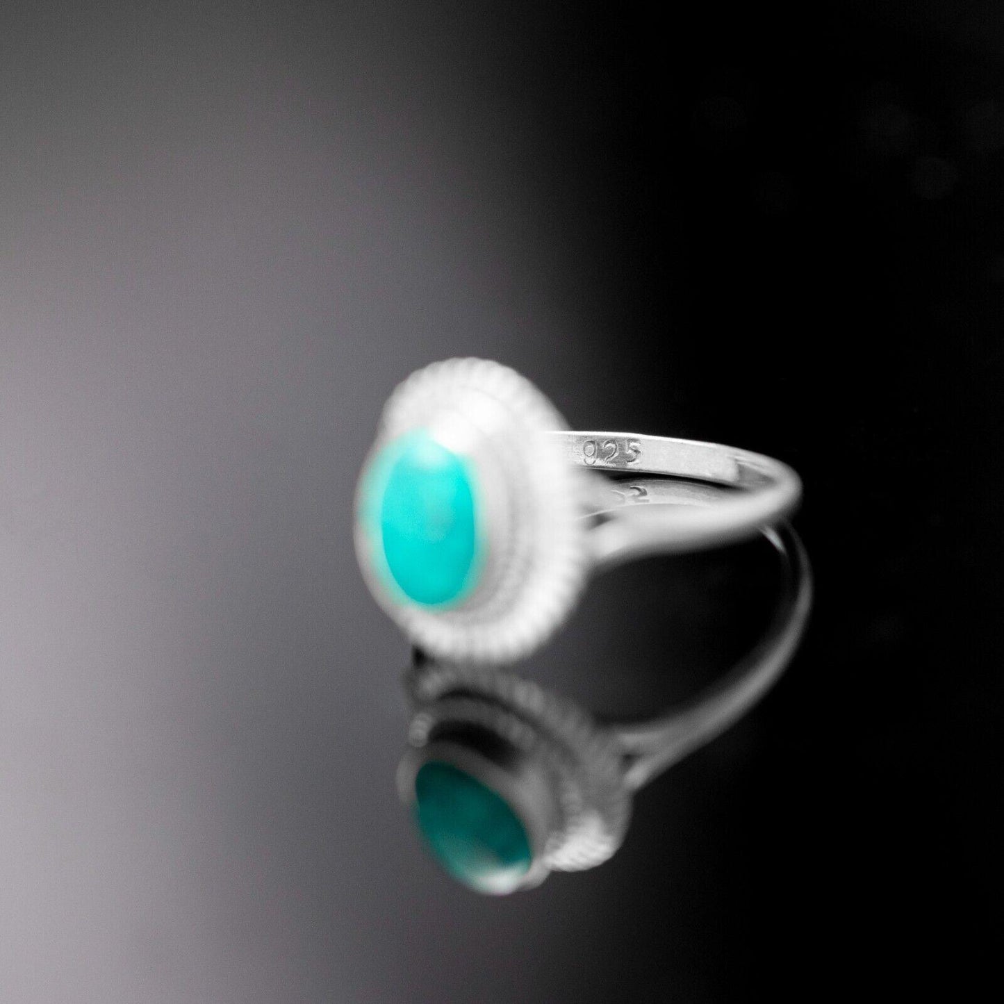 925 Sterling Silver Turquoise Cabochon Oval Gemstone Women Boho Ring Gift Boxed - Rios London