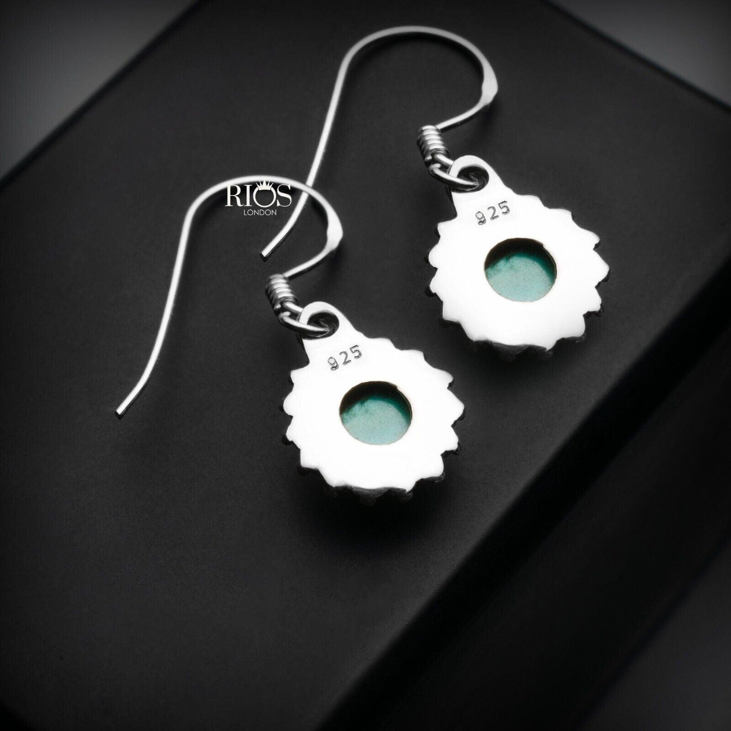 925 Sterling Silver Turquoise Ear Drop Dangle Earrings Hook Studs Gift Boxed
