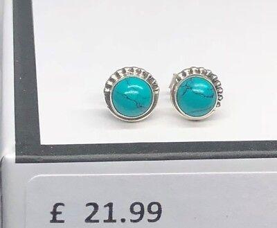925 Sterling Silver TURQUOISE Small Button Ball Stud Earrings 5 mm Gift Boxed