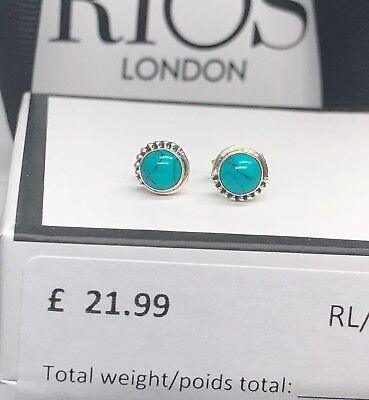 925 Sterling Silver TURQUOISE Small Button Ball Stud Earrings 5 mm Gift Boxed