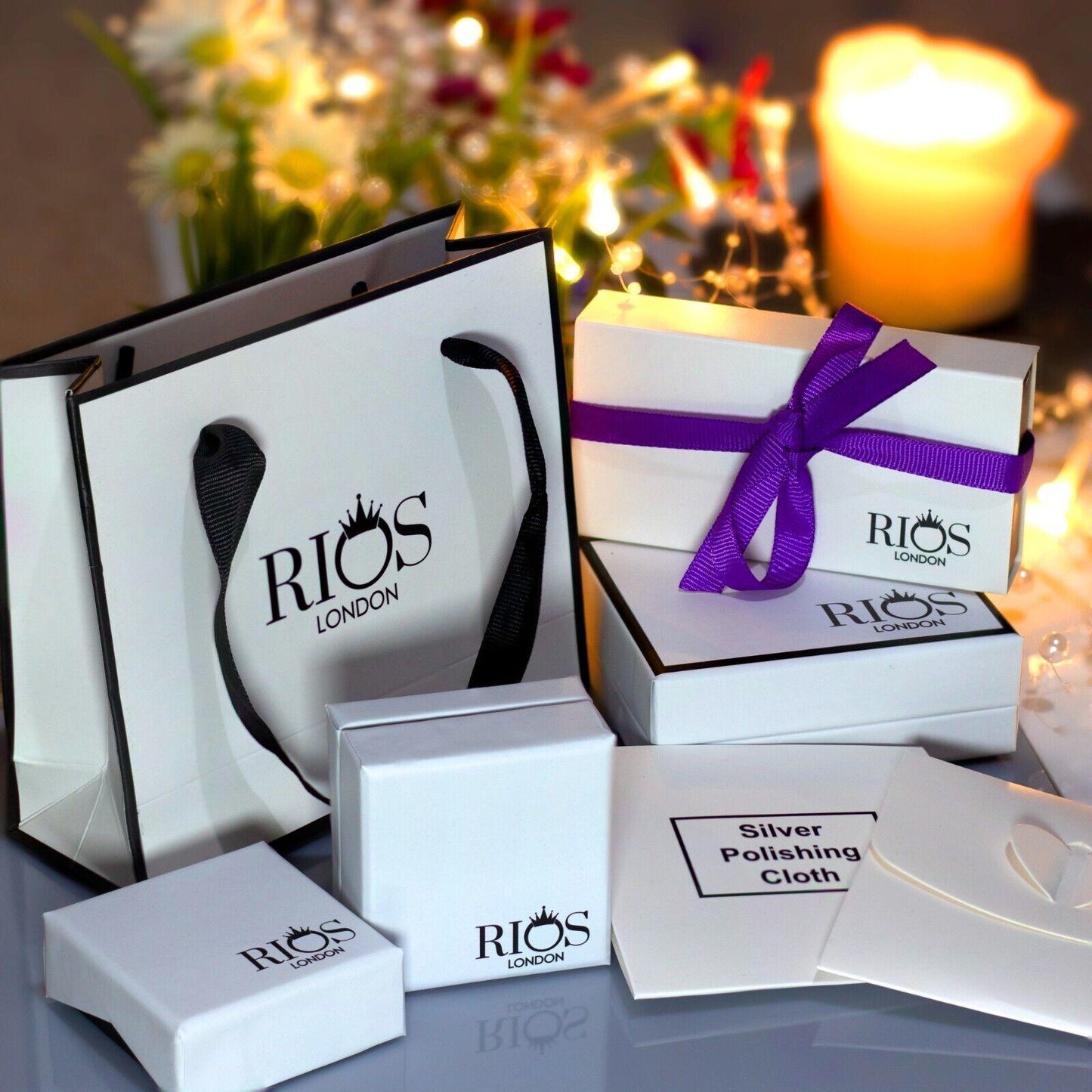 925 Sterling Silver white Cat Zircon Lab-Created Gemstone Necklace Gift Boxed - Rios London