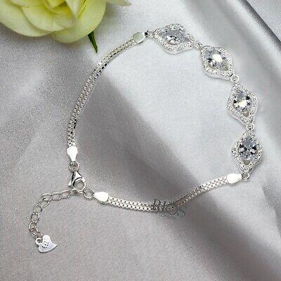 925 Sterling Silver White Zircon Lab-Created Ladies CZ Bracelet Gift Boxed - Rios London