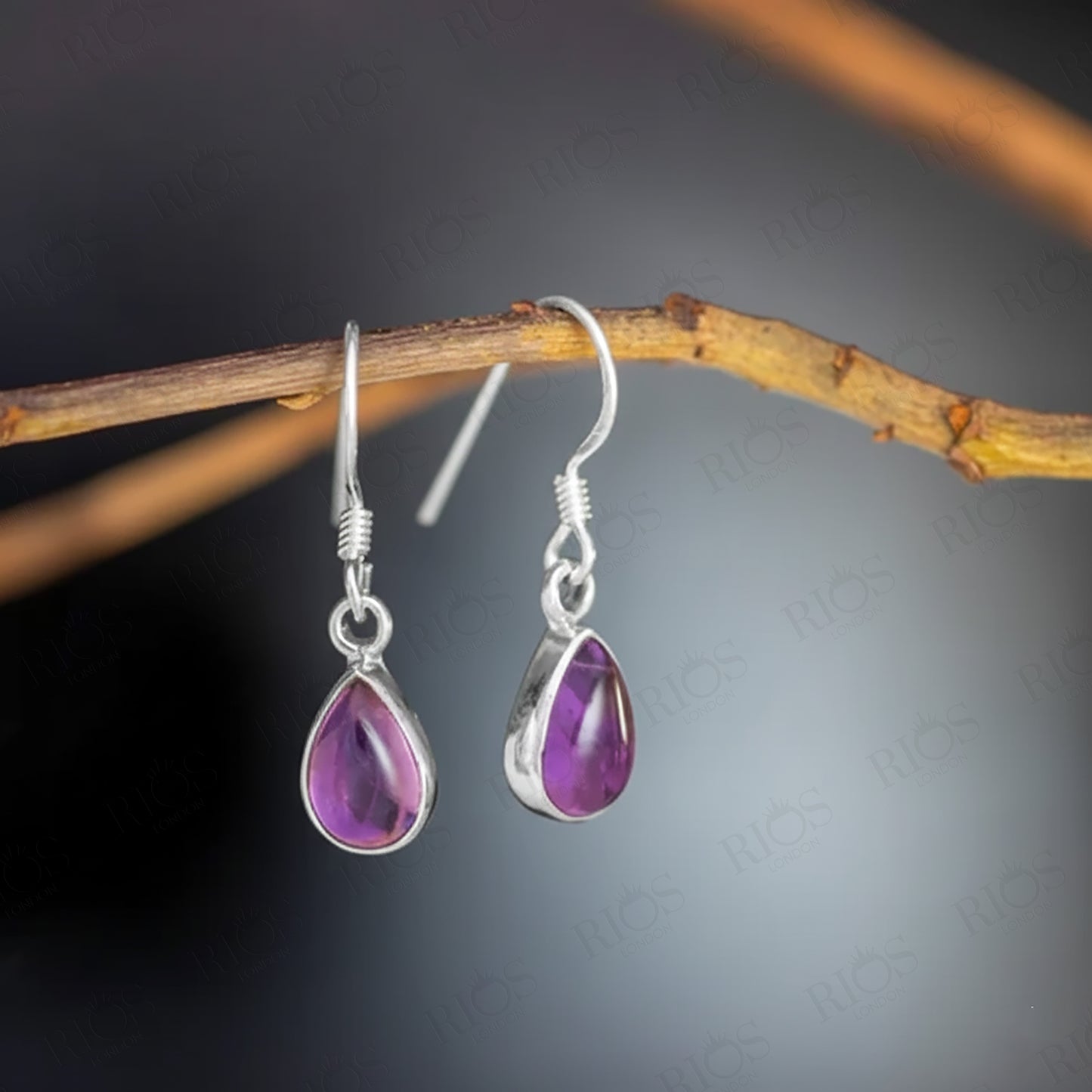 925 Sterling Silver Amethyst Teardrop Earrings โ Elegant Hypoallergenic Dangle Hook Design, Gift-Ready