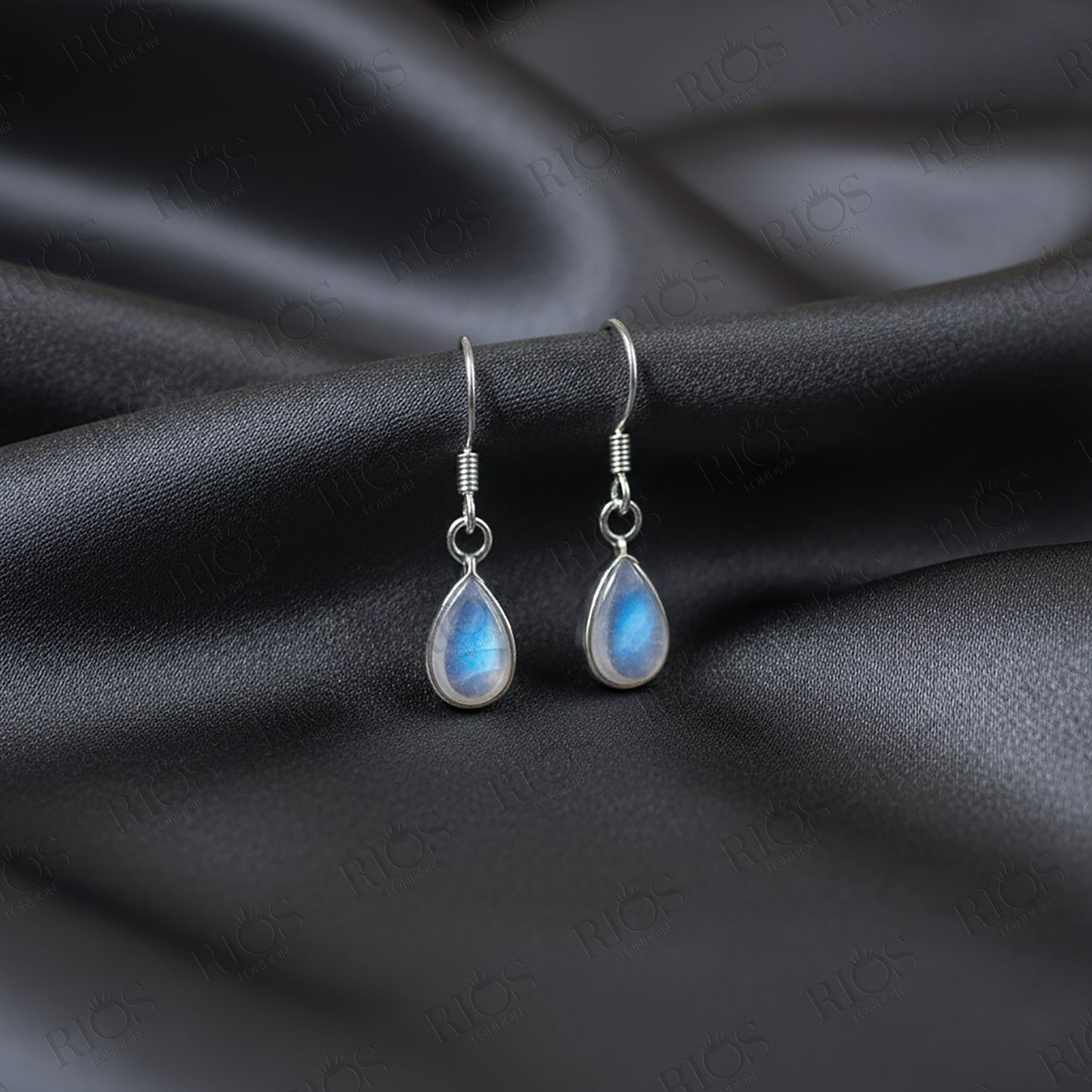 925 Sterling Silver Moonstone Dangle Earrings Hook Ear Tear Drop Studs Gift Box
