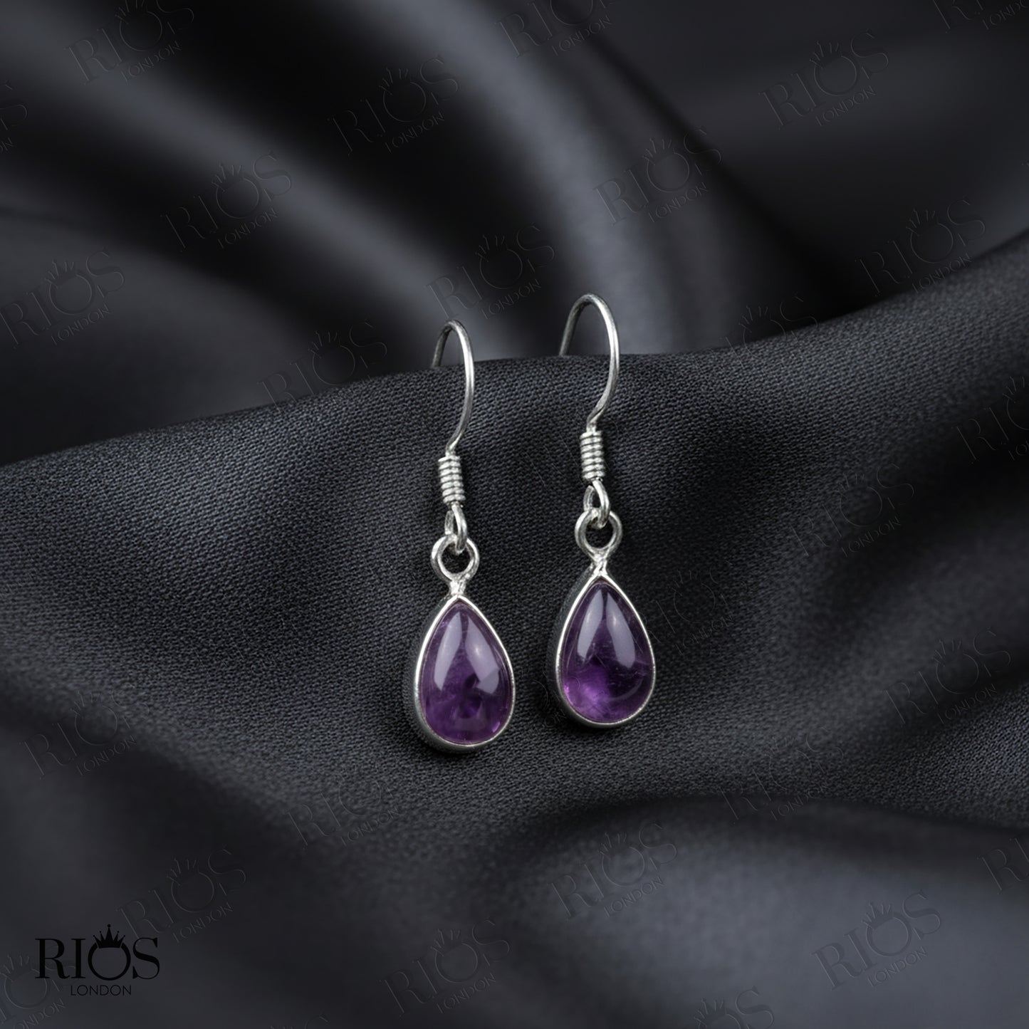 925 Sterling Silver Amethyst Teardrop Earrings โ Elegant Hypoallergenic Dangle Hook Design, Gift-Ready