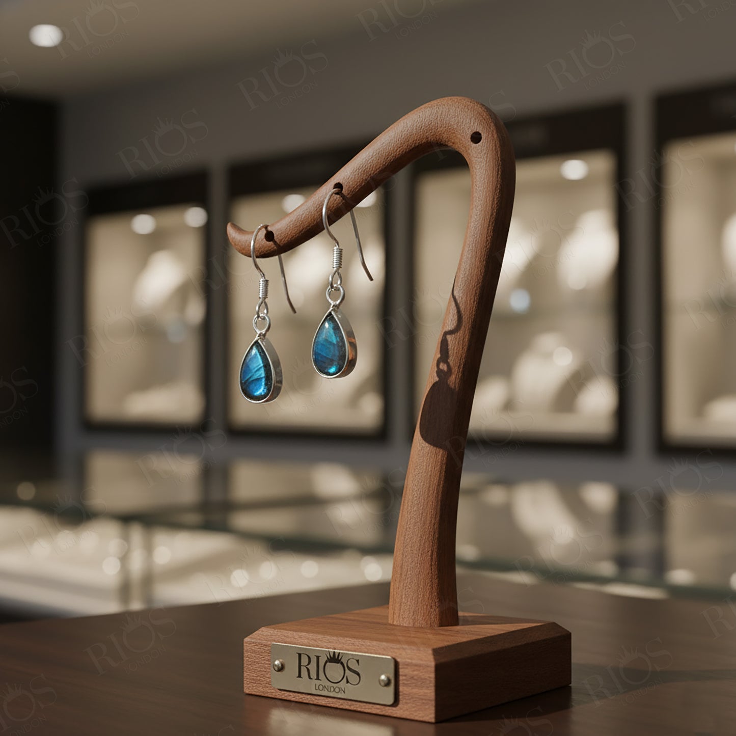 925 Sterling Silver Labradorite Dangle Earrings Hook Tear Drop Studs Gift Boxed