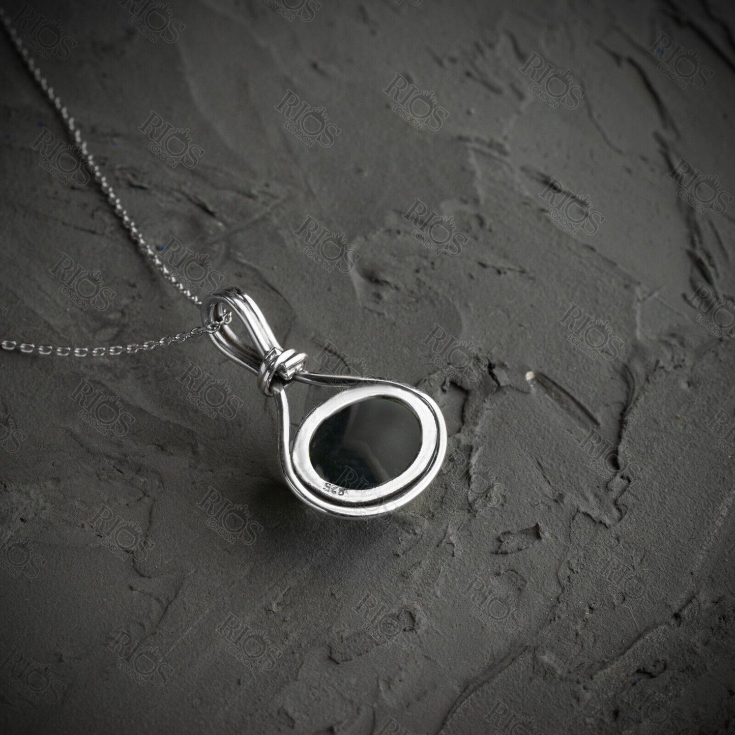 Handmade 925 Sterling Silver Onyx Necklace Black Gemstone Pendant - Gift Boxed