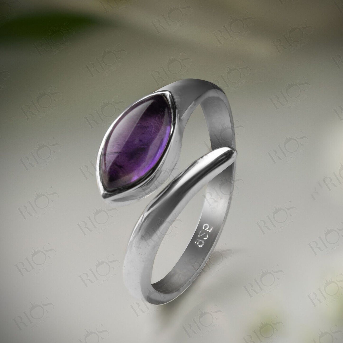 Stunning 925 Sterling Silver AMETHYST Gemstone Snake Adjustable Ring Gift In Box