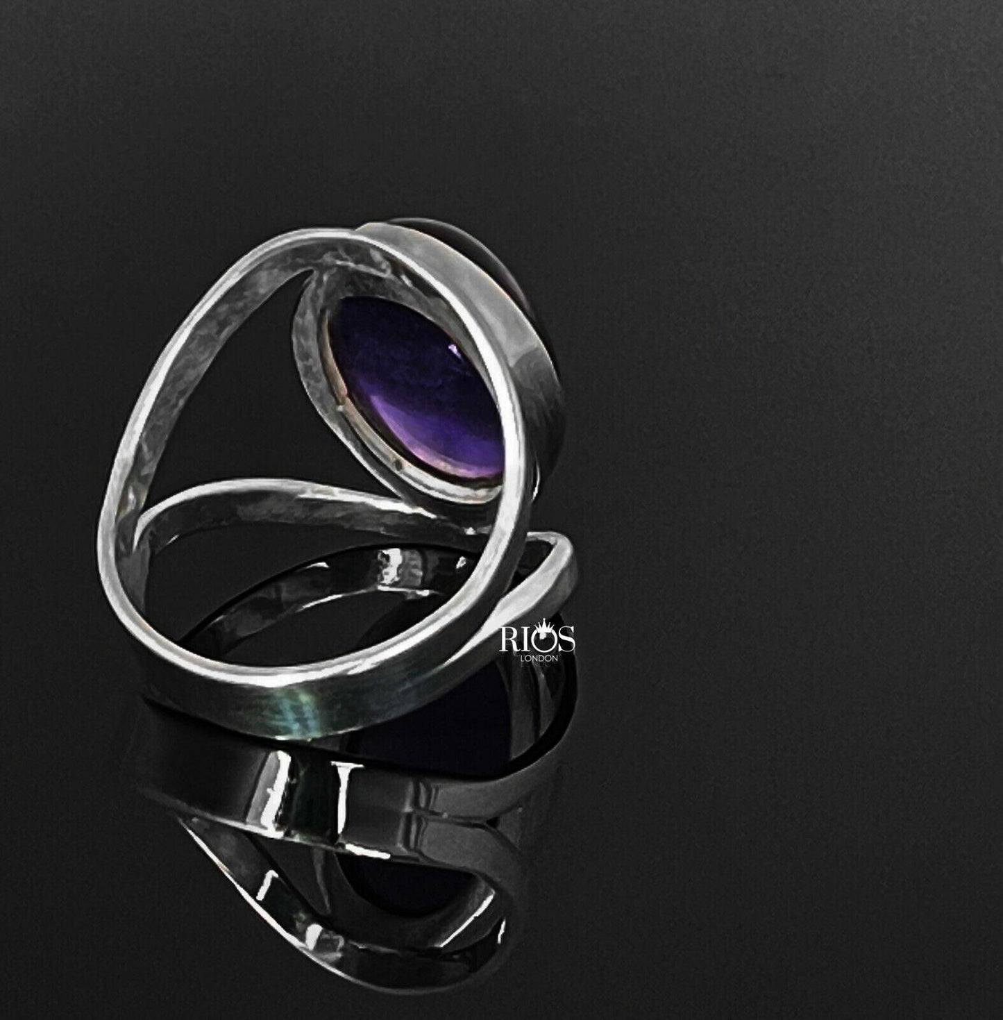 Beautiful 925 Sterling Silver Elegant Oval Amethyst Gemstone Ring Gift Boxed