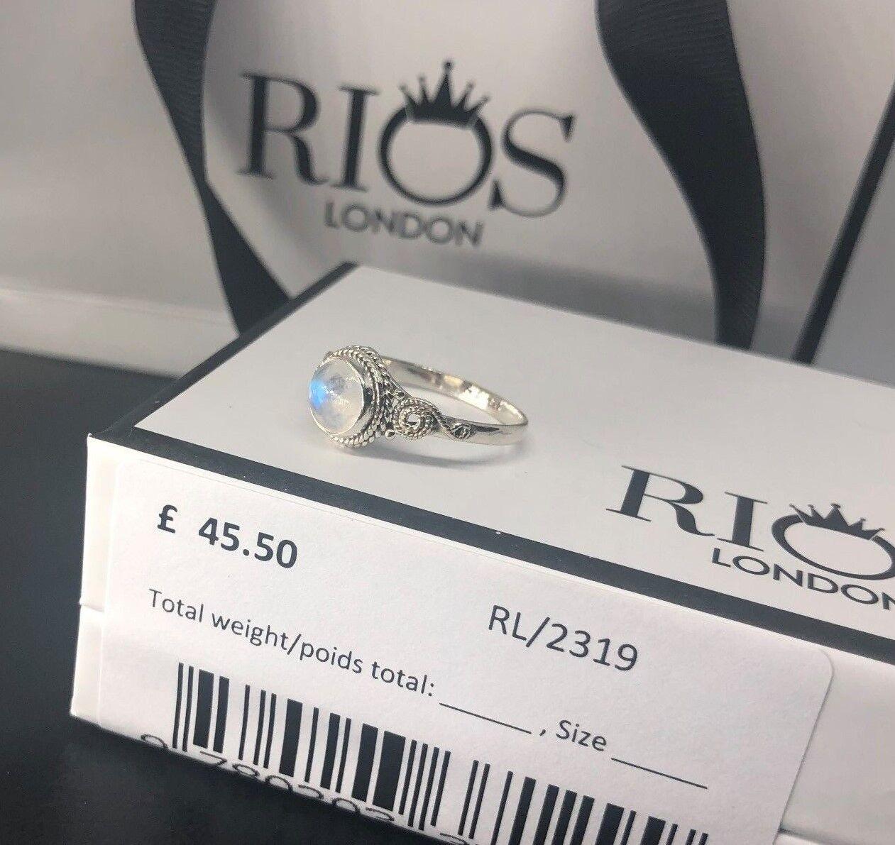 Beautiful Moonstone 925 Sterling Silver Gemstone Ring RRP £45.50 Gift Boxed