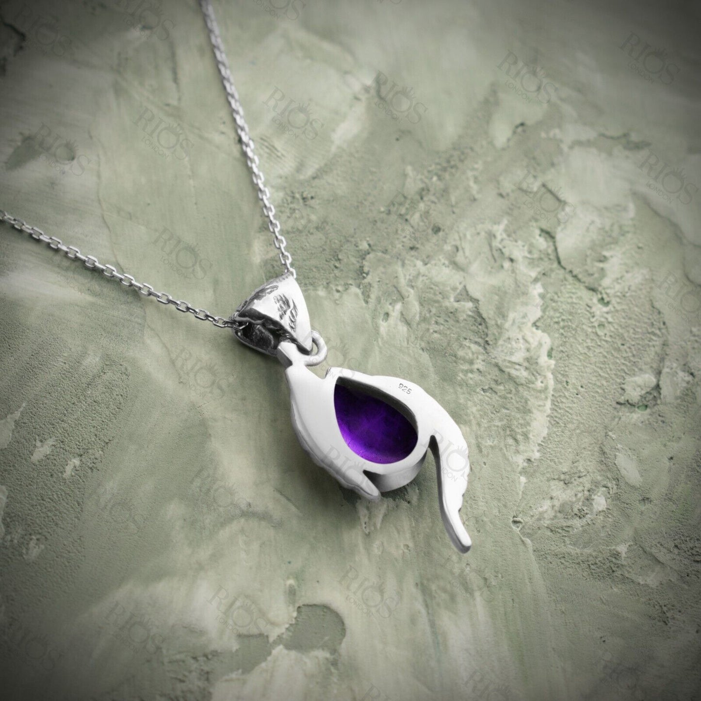 Handmade 925 Sterling Silver Natural Amethyst Leaf Necklace For Women Gift Boxed