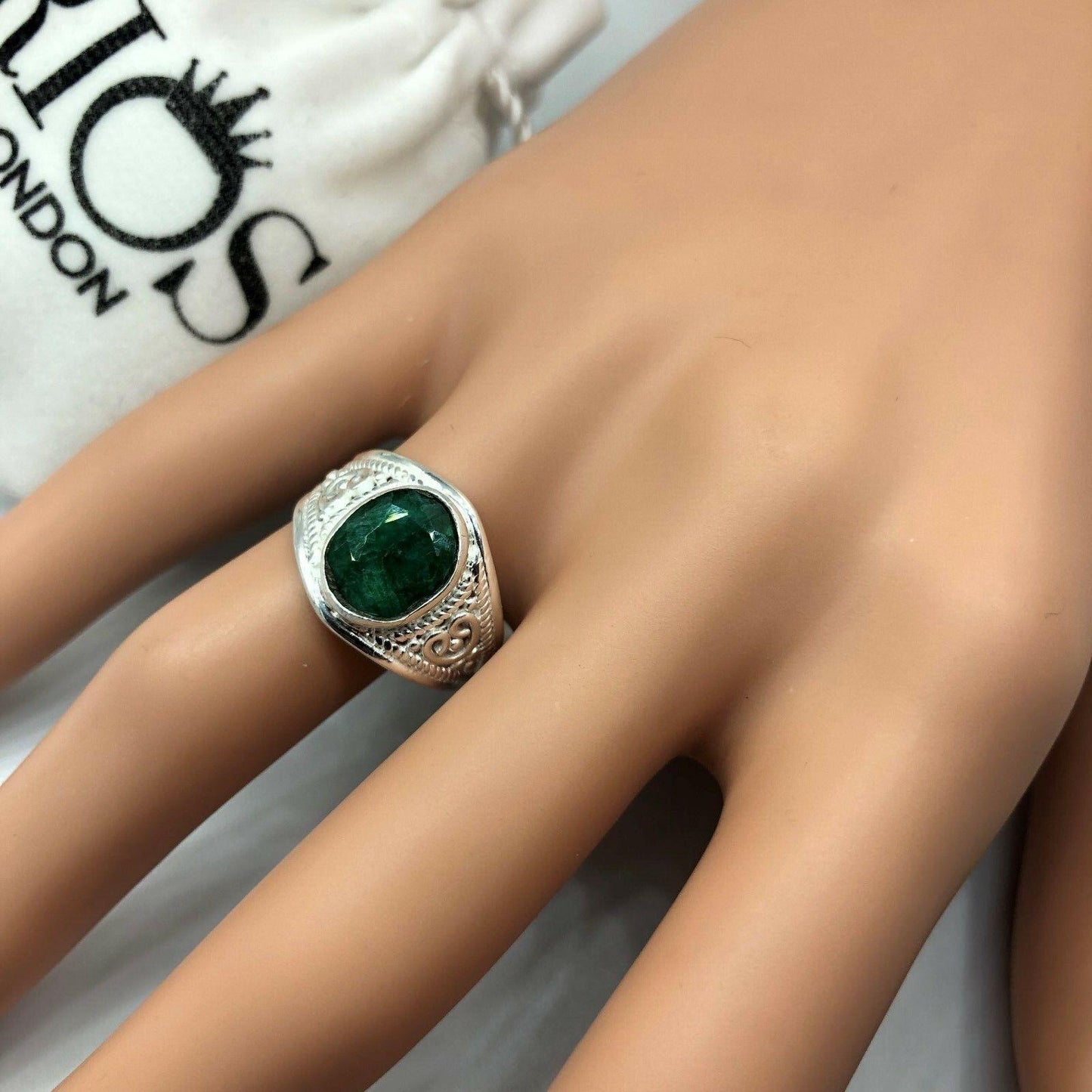 Elegant 925 Sterling Silver MOONSTONE ONYX TURQUOISE Gemstone Ring Gift Boxed - Rios London