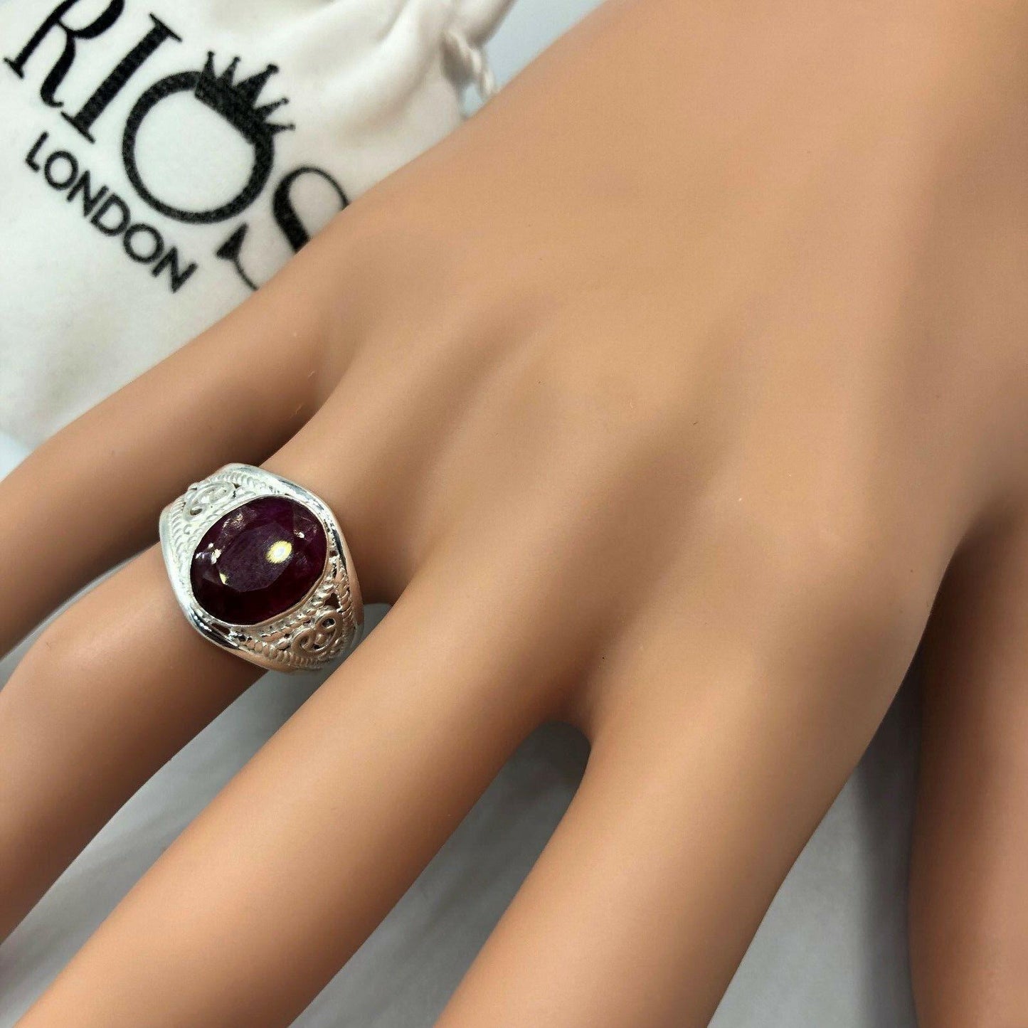 Elegant 925 Sterling Silver MOONSTONE ONYX TURQUOISE Gemstone Ring Gift Boxed - Rios London