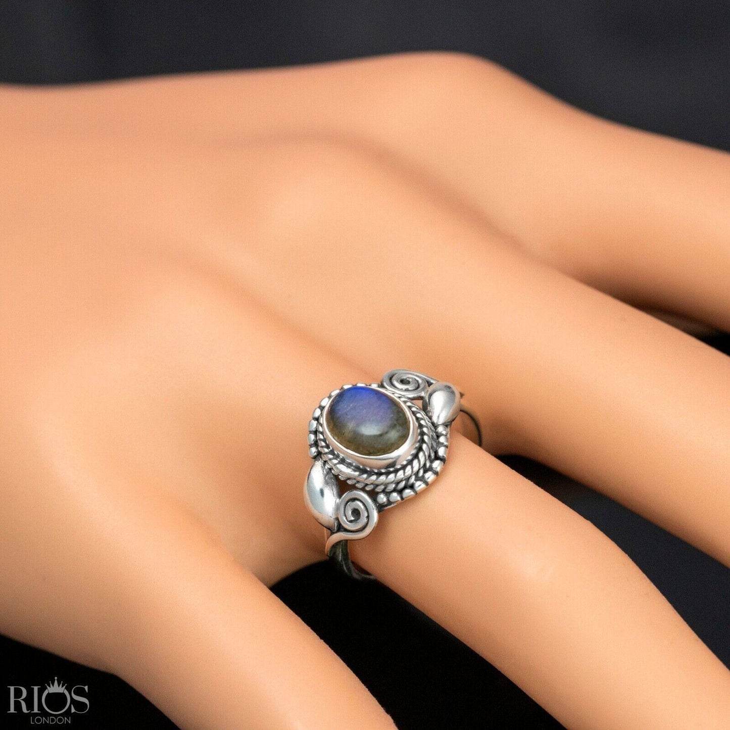 Elegant Labradorite 925 Sterling Silver Gemstone Ladies Ring Gift for Her Boxed