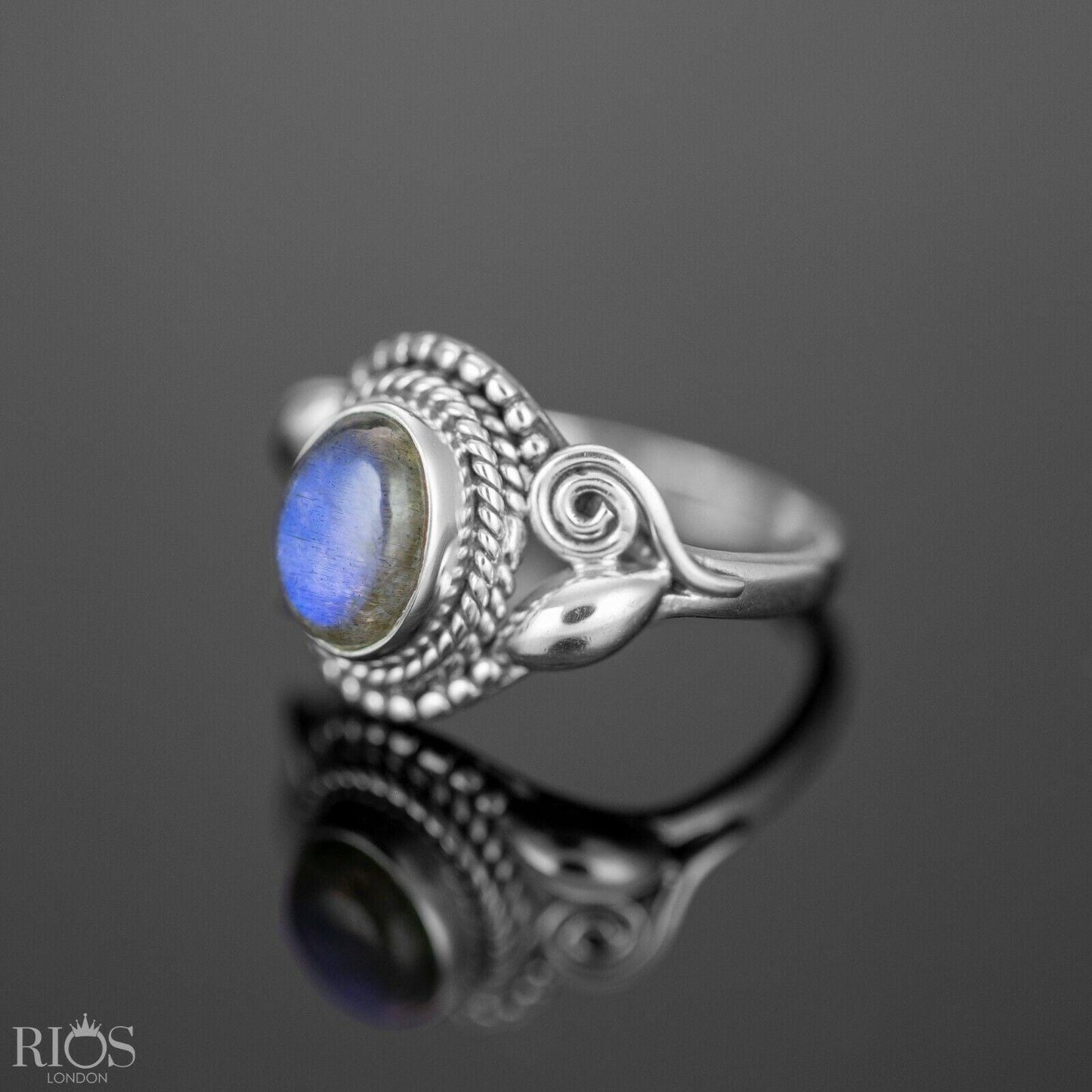 Elegant Labradorite 925 Sterling Silver Gemstone Ladies Ring Gift for Her Boxed