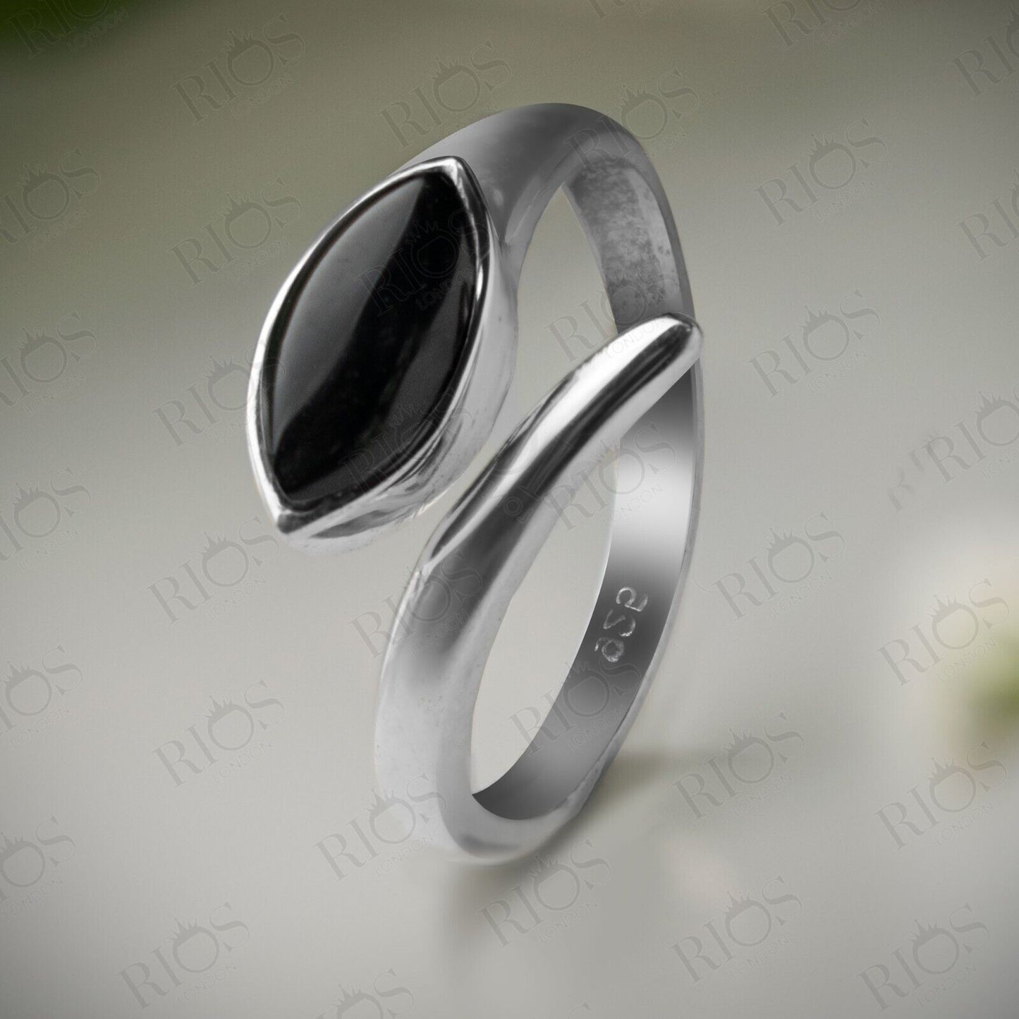 Stunning 925 Sterling Silver Onyx Gemstone Snake Adjustable Ring Gift In Box